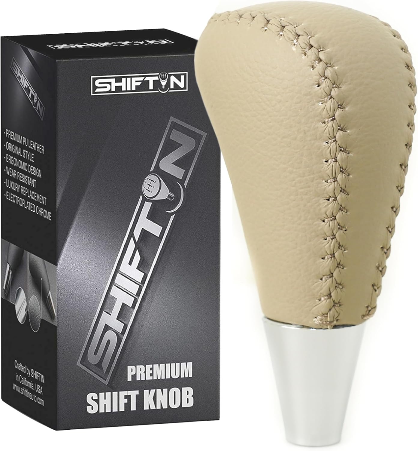 SHIFTIN Leather Wood Gear Shift Knob for Toyota Avalon Yaris 4Runner Land Cruiser Sienna Camry Solara Tacoma and Lexus ES300 ES330 GS300 GS400 GS430 SC300 SC400 (Black Leather/Piano Black)