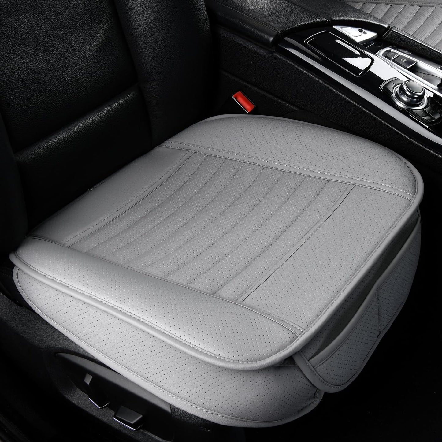 Sunny color 2pc Edge Wrapping Comfortable Car Front Seat Covers, Seat Protectors, Anti-Slip Bottom Seat Cushion Covers for Auto with PU Leather(Black)