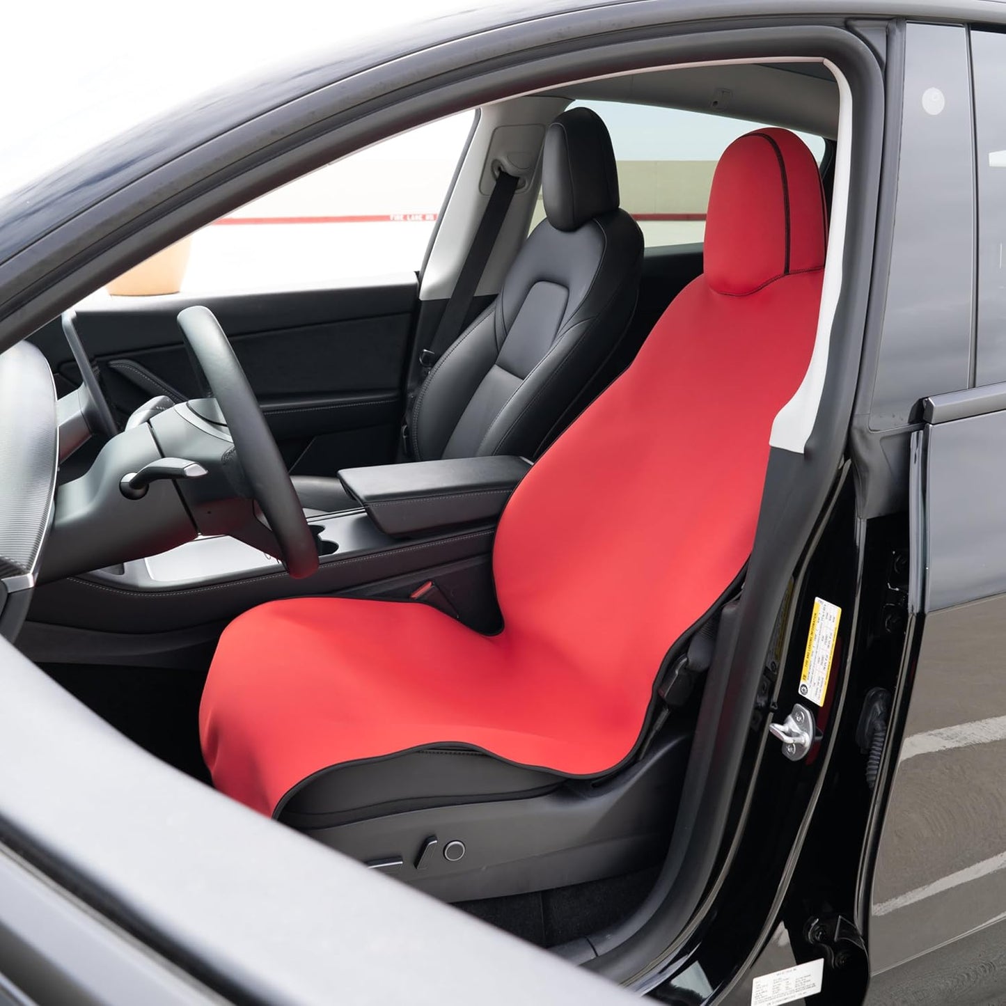 EVNV Tesla Model Y Seat Cover 2024 - Waterproof Neoprene Front Seat Protector - Fits 2018-2023 Model 3/Y, 1 Red Cover