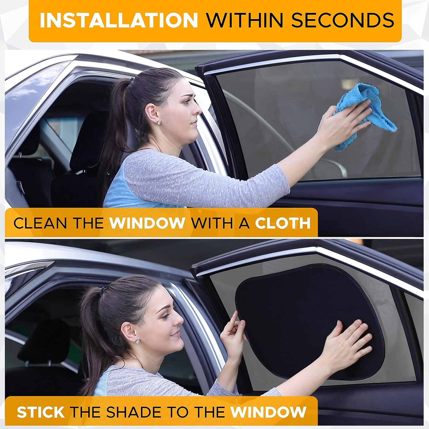 EcoNour Car Side Window Shades for Baby | XL - 4 Pack Car Side Window Sunshade for Kids | Automotive Sun Protection Baby from UV and Sun Glare | Car Baby Accessories (25"x16")