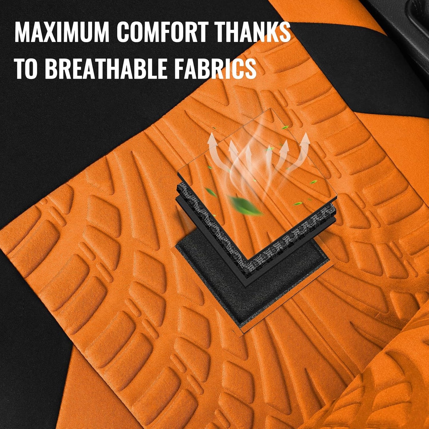AUTOYOUTH Car Seat Covers for Front Seats, Breathable and Washable Bucket Seat Covers for Cars, Truck, SUV, Vans Airbag Compatible Automotive Interior Covers, Orange