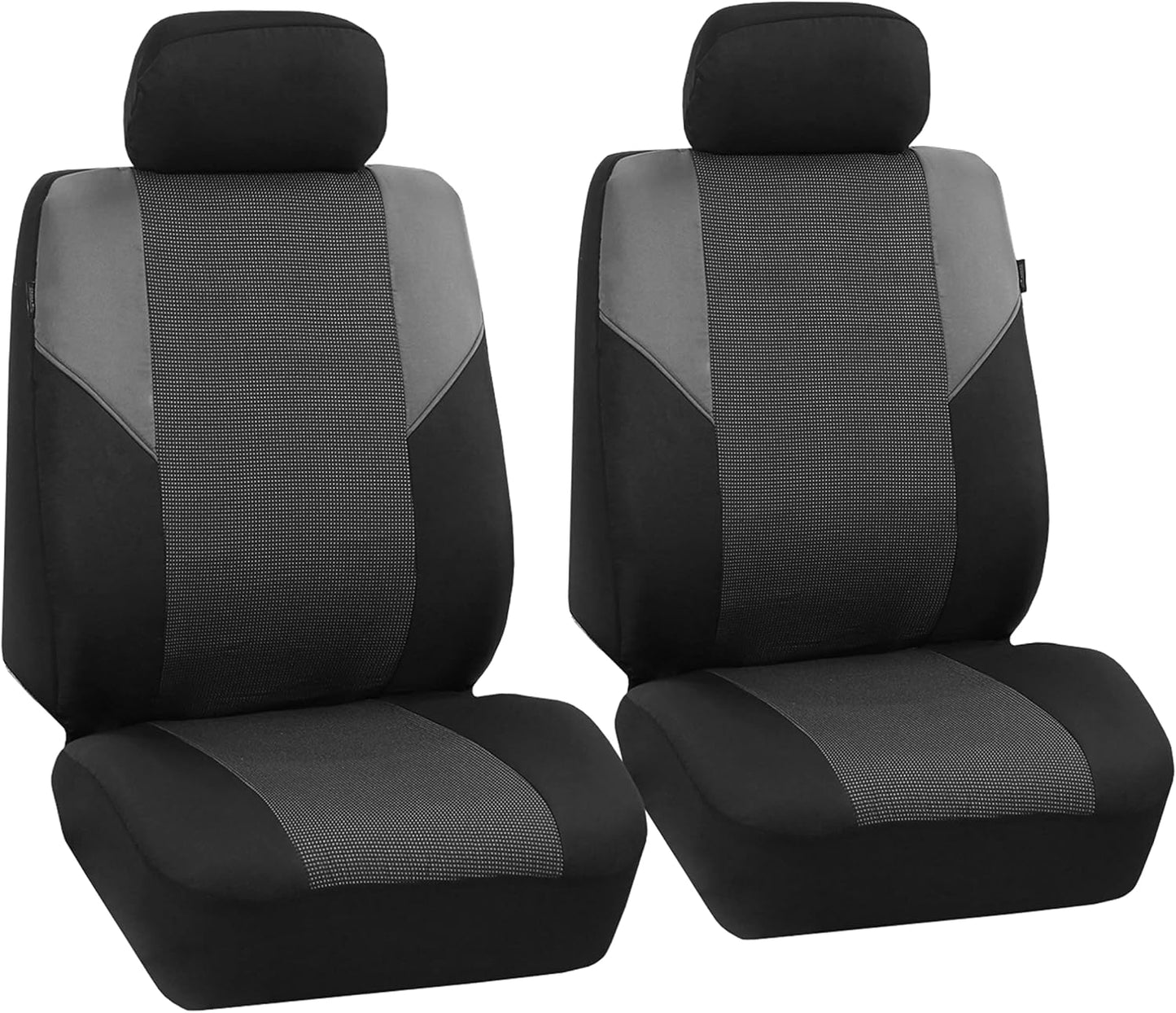 FH-FB064115 Cross Weave Fabric Seat Covers Airbag Compatible & Rear Split Bench Gray/Black