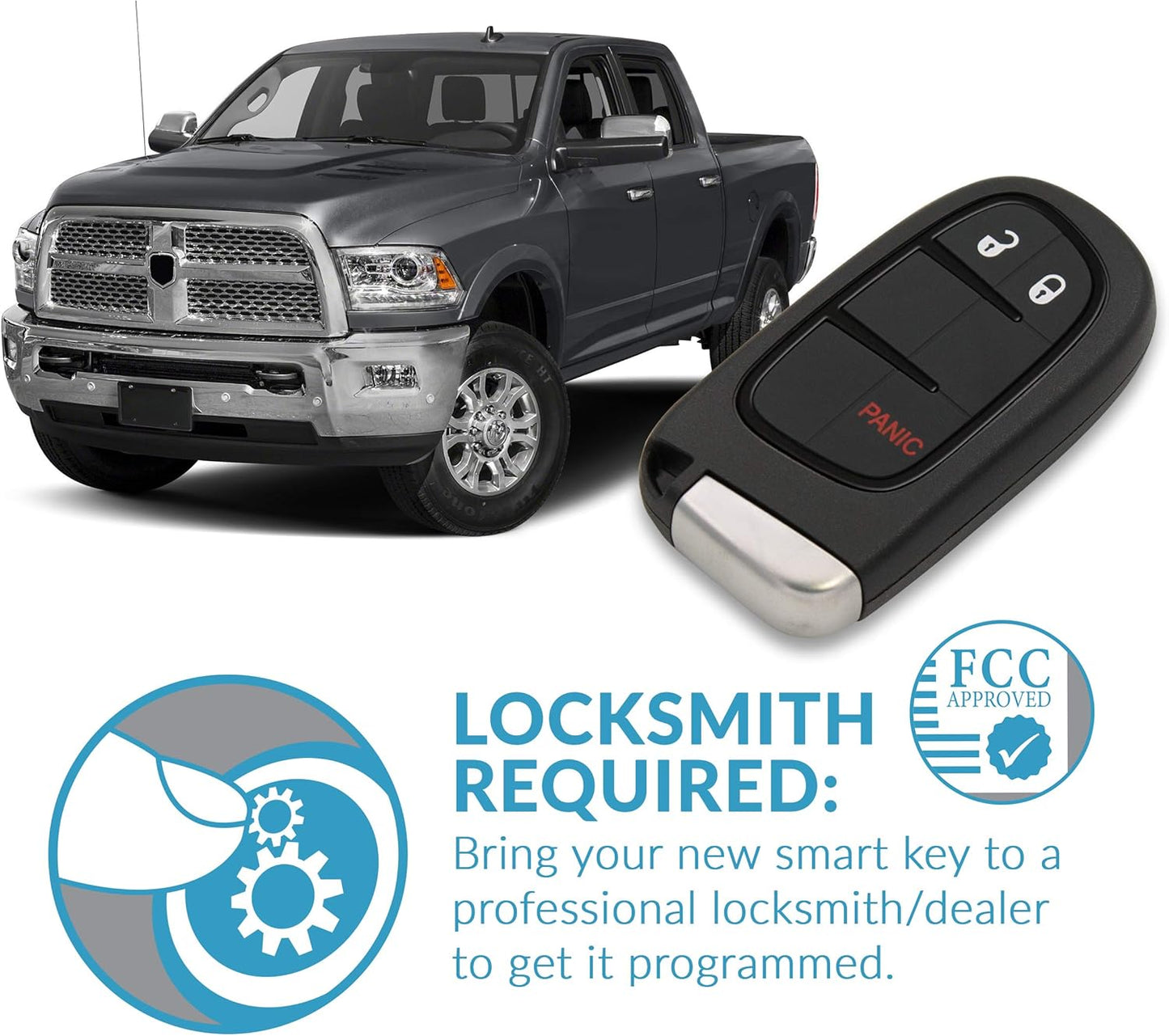 Keyless2Go Replacement for 4 Button Proximity Remote Smart Key for Ram GQ4-54T 56046956