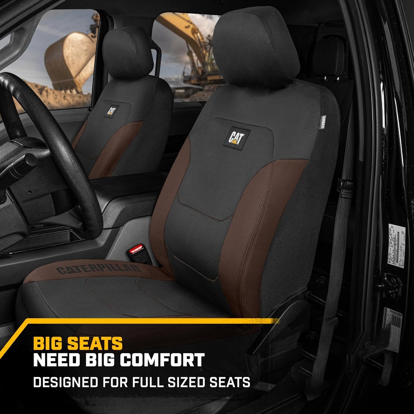 BDK Auto CASC-2274-BW: Cat 4Pc Polyester + Honeycomb Polyester Fabric Low Back Seat Cover - Brown