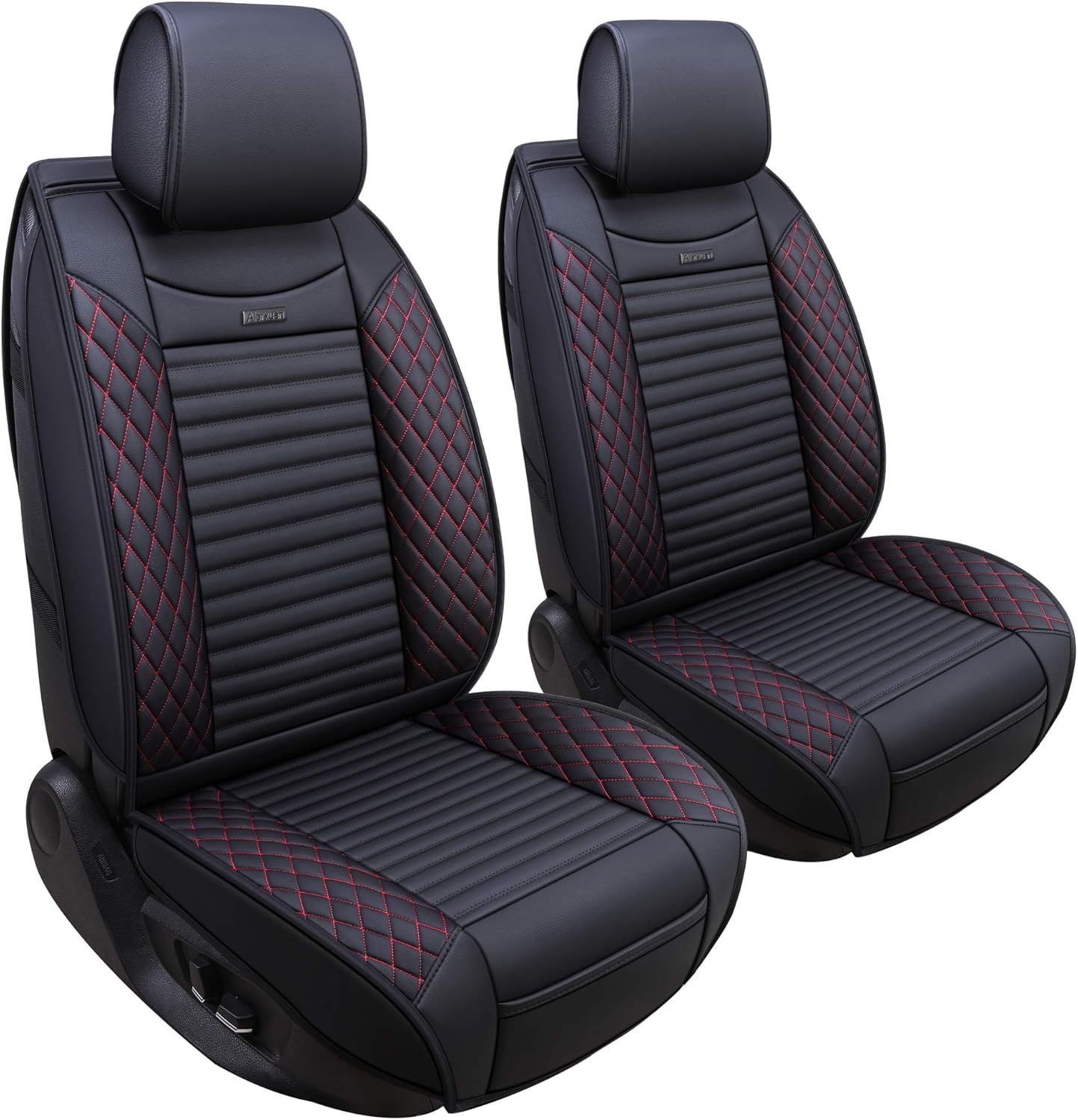 Aierxuan Driver Seat Covers Waterproof Leather Universal Fit for Nissan Rogue Murano Maxima Pathfinder Kia Soul Forte Sorento Optima Honda Hyundai Buick Mazda Jetta Passat (2PCS Front/Black-Red)