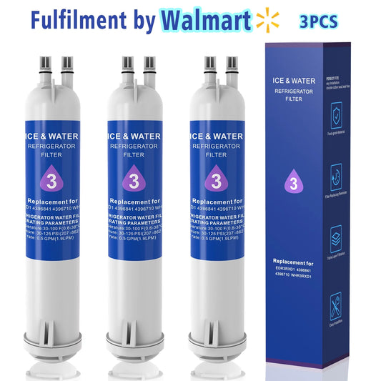EDR3RXD1 Water Filter 3 Compatible with Ice and Water Refrigerator Filter 4396841 4396710 4396710P 4396841P 9030 9083 46-9083 46-9030 P1RFWB2 P1WB2 P1WB2L T1RFKB1, 3-Pack