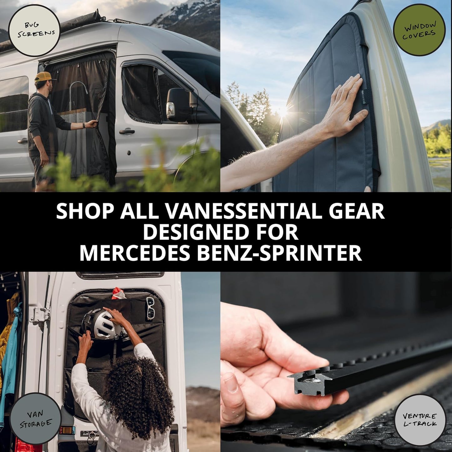 VanEssential New MERC 2019-Current Sprinter Van Insulated Blackout Front Door Covers (Pair) - Cool Gray