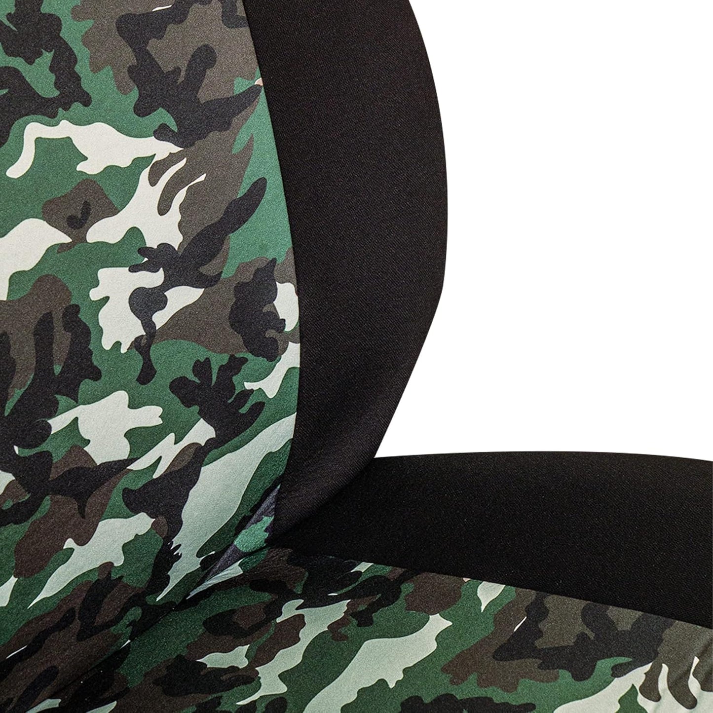 FH Group Full Set Hunting Print Cloth Car Seat Covers - Universal Fit, Low Back Front Seat Covers, Solid Back Seat Cover, Washable Seat Cover for SUV, Sedan, Van, Green