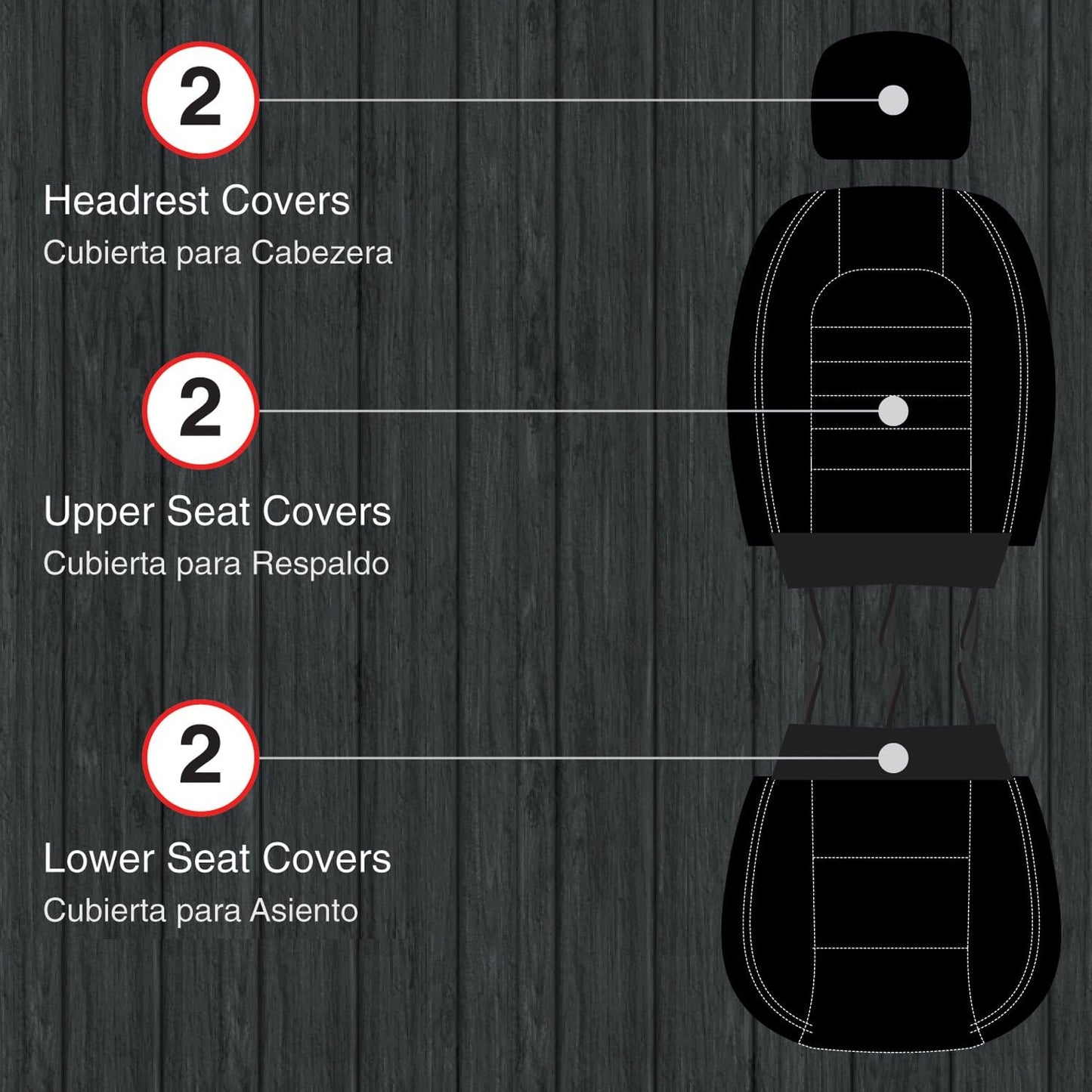 Pilot Automotive SC-436EE-2 Faux Leather Seat Covers (6 Pieces), Black