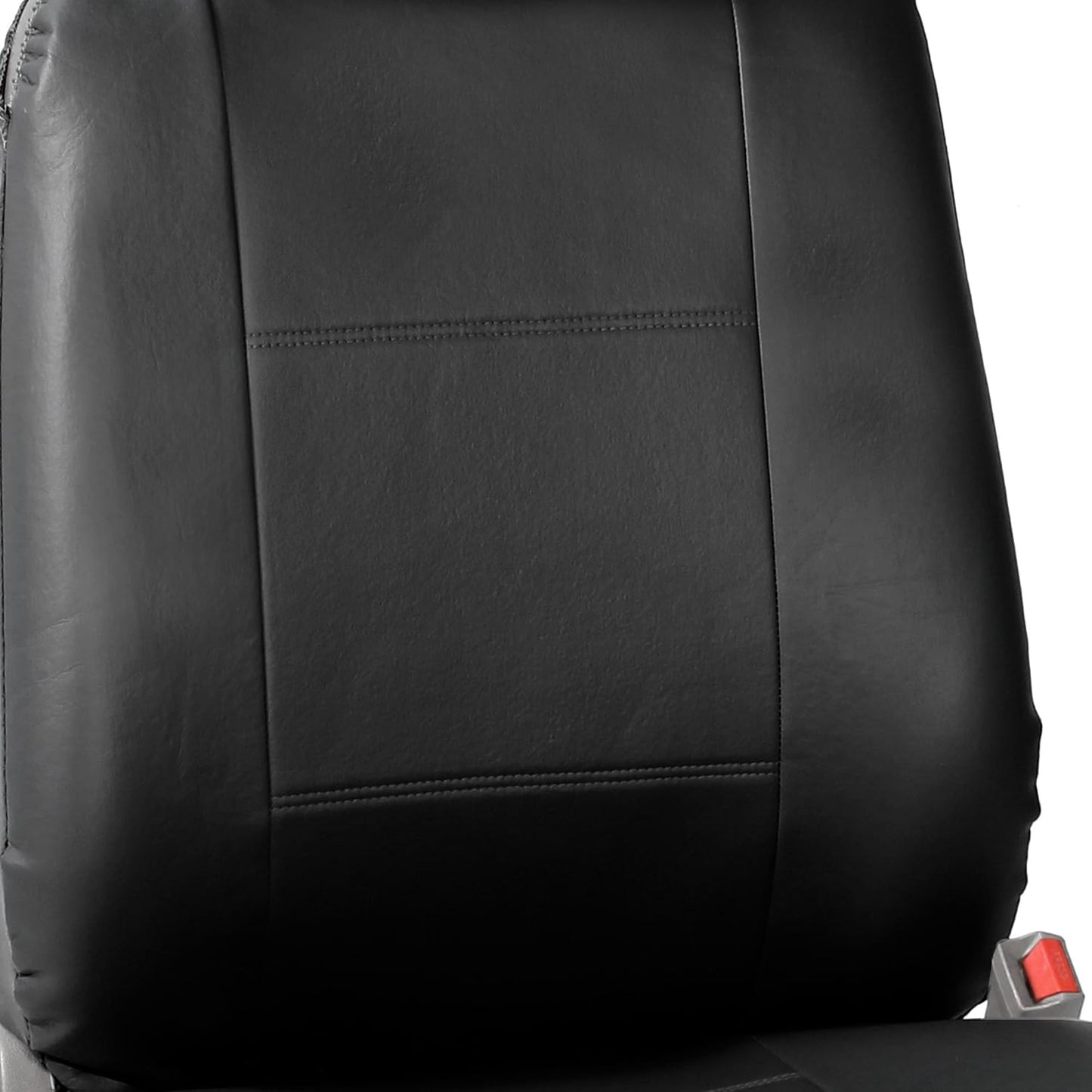 FH Group PU309BLACK102 Black Front PU Leather Seat Cover, Set of 2 (Set Built in Seat Belt Compatible Airbag Ready)