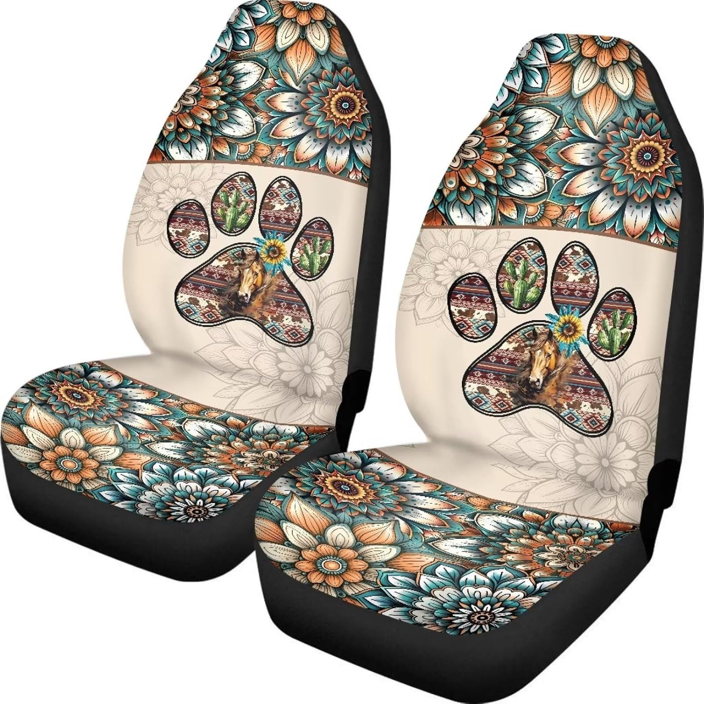 KEIAHUAN Galaxy Owl Car Seat Cover for Women Men, 2 Packs High Back Bucket Universal Fit Auto Seat Covers for Cars, Trucks, SUV, or Van