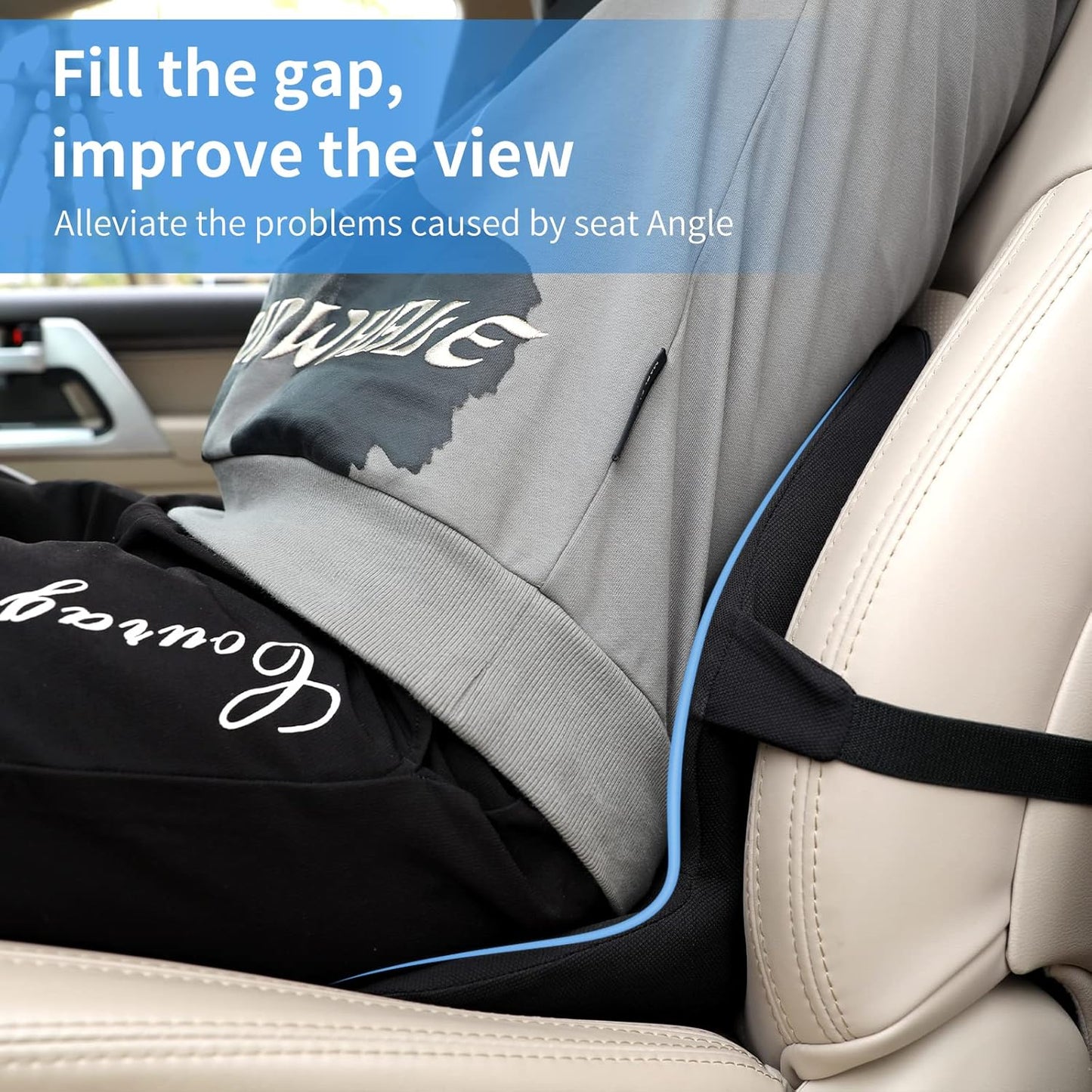 KINGLETING Lumbar Support Pillow for Car, One Piece Design of Memory Foam Lumbar Cushion, Back Support Cushion Universal Fit for Car, SUV, Truck, Alleviate Auto Seat Angle Problems