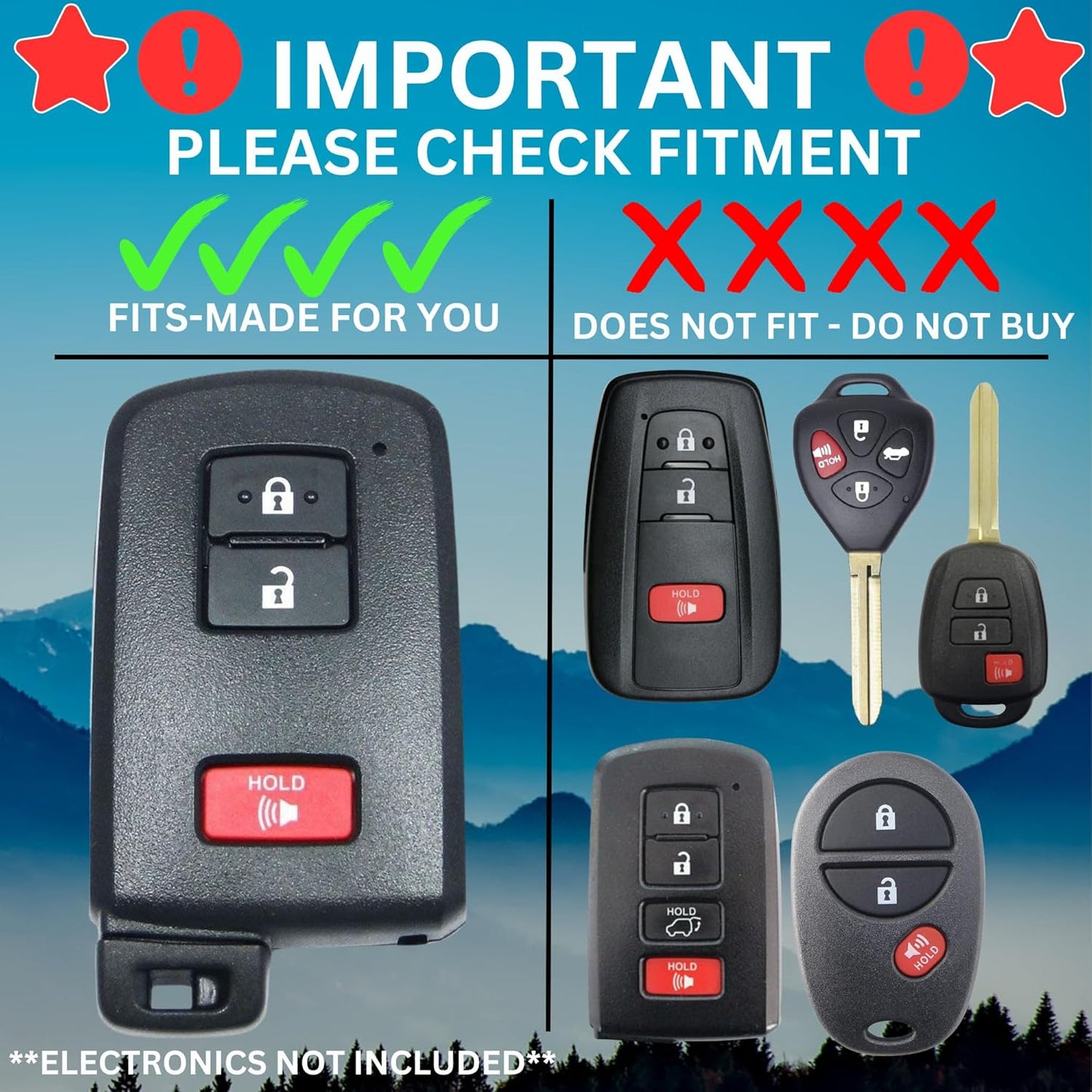 Heavy-Duty Key Fob Cover - for Toyota Tacoma 16-23 3rd Gen, Tundra & 4Runner 20-21 3rd Gen Accessories -Rugged Key Protector - Shockproof & Scratch-Resistant - Secure Fit (Red, Black Screws)