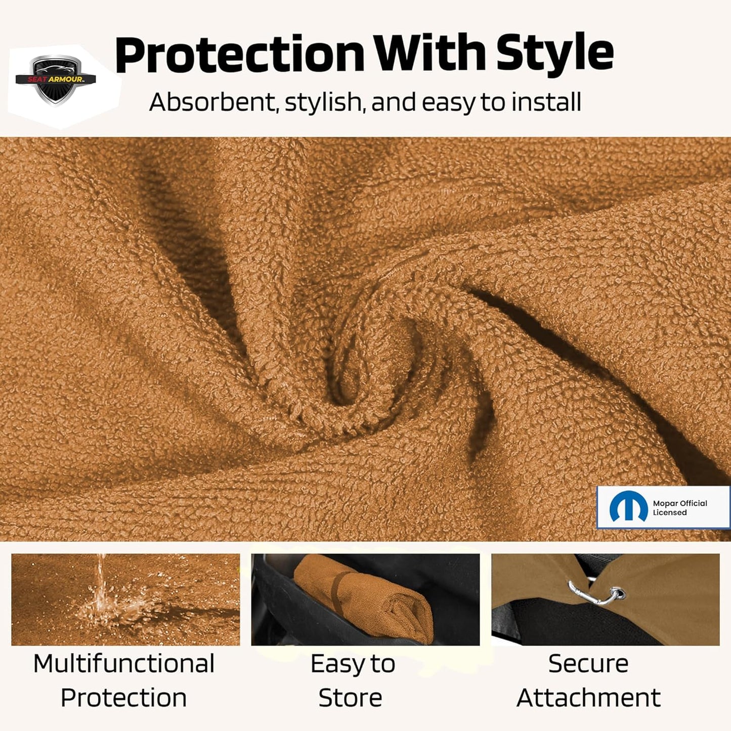 Seat Armour SA100JEPSFT Tan 'Jeep Smiley Face' Seat Cover