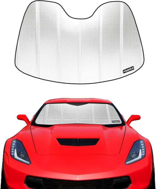 Pigenius Windshield Sun Shade for 2014-2019 Chevrolet Corvette C7. 2024 Upgrade Reflective Aluminum Film Front Window Sunshade for Maximum Interior Protection, B-SS155