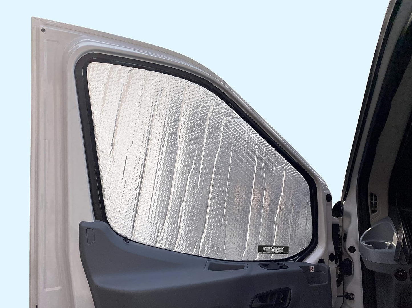 YelloPro Auto Side Window Front Seat Reflective Sunshade Custom Fit for 2015 2016 2017 2018 2019 2020 2021 2022 2023 2024 Ford Transit Van (Set of 2)