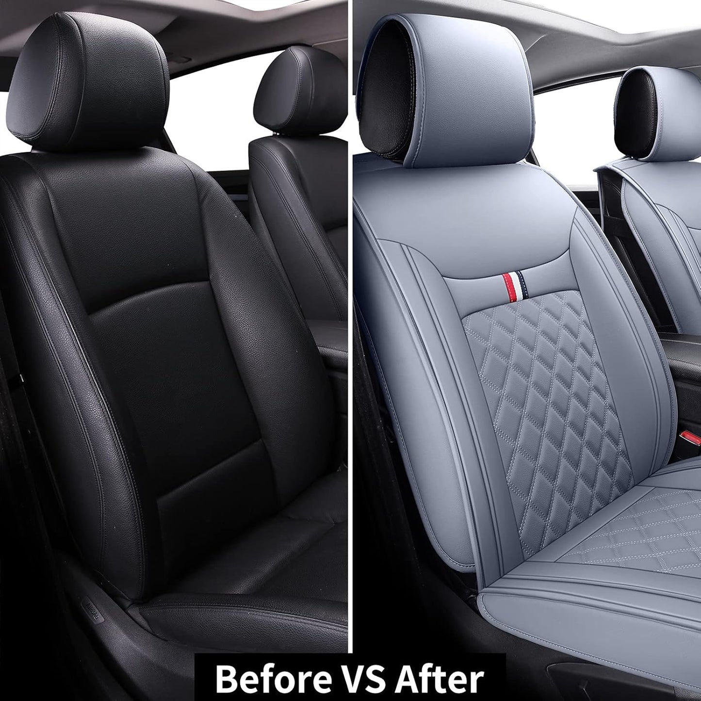 Coverado DJCP03 PVC Seat Covers (Gray, FrontPair)