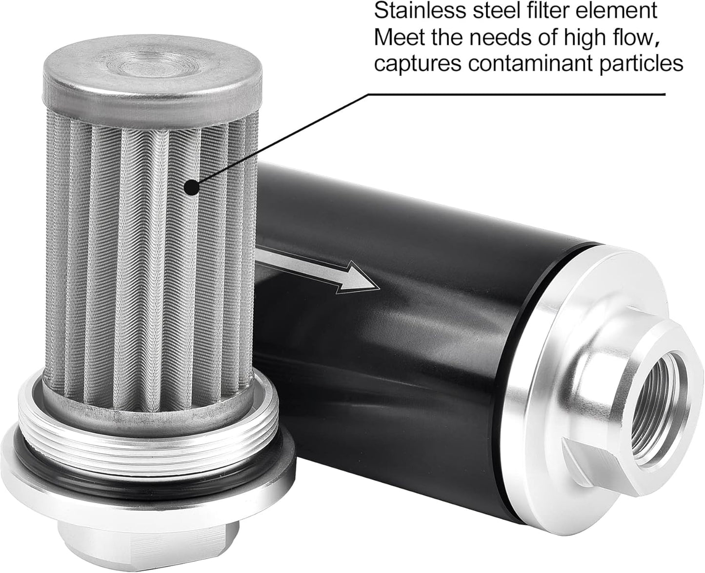 EVIL ENERGY 30 Micron Inline Fuel Filter with 6AN 8AN 10AN Adapter Universal 58MM