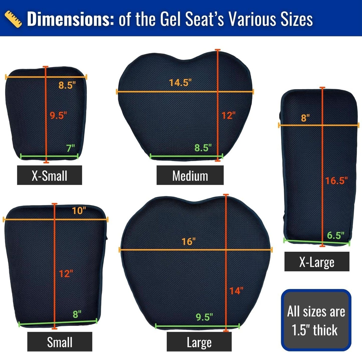 GEARS X-Tender Motorcycle Gel Seat Pad for Main Rider Seat Comfort on Standard Motorcycles, Sportbikes, Hyperbikes & Street Bikes | Shock Absorbing Cushion for Long Rides, Easy Install (Medium)