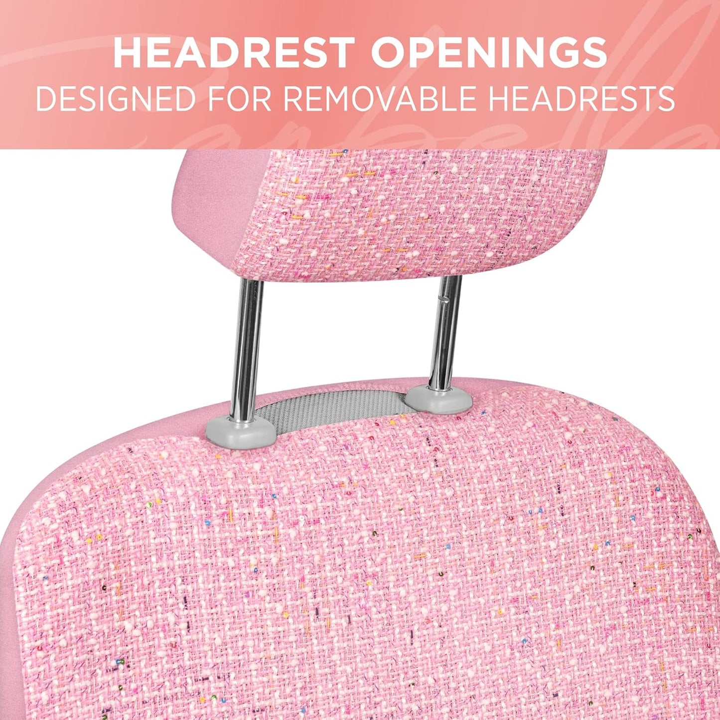BDK Auto CBSC-6712-PK: Sequin Tweed Seat Cover, 1 Front (2Pc)/Pink