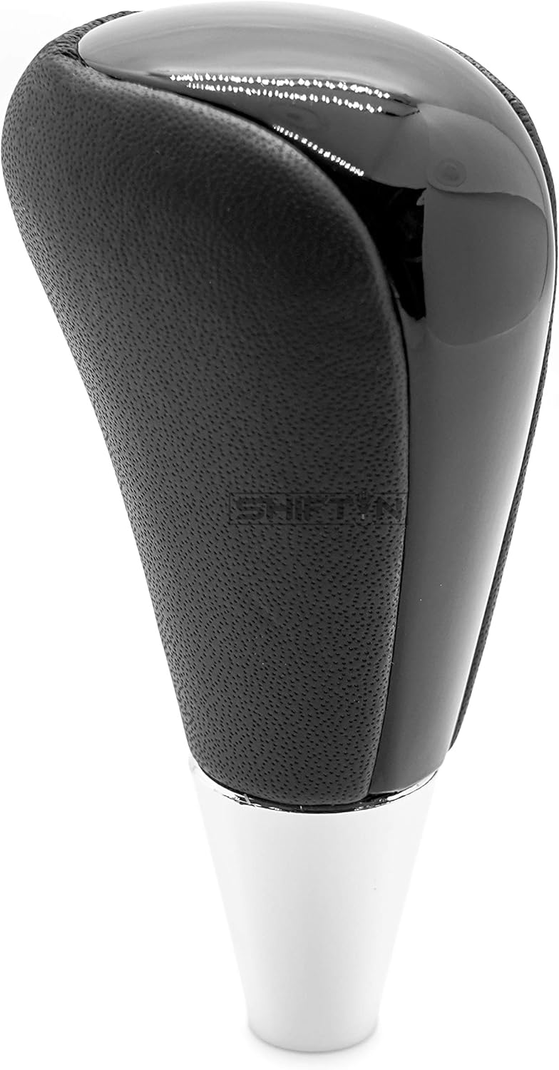SHIFTIN Leather Wood Gear Shift Knob for Toyota Avalon Yaris 4Runner Land Cruiser Sienna Camry Solara Tacoma and Lexus ES300 ES330 GS300 GS400 GS430 SC300 SC400 (Black Leather/Piano Black)