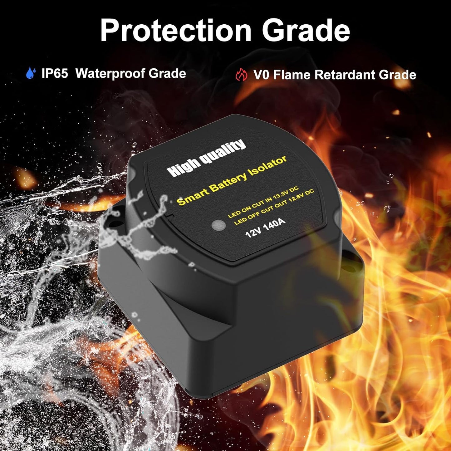 6M Dual Battery Isolator Kit 12V 140Amp, Voltage Sensitive Relay VSR,Compatible with RV Marine Car Vehicles Truck Caravan Off-Road Camper Yacht, Not Fit for Lithium Batteries