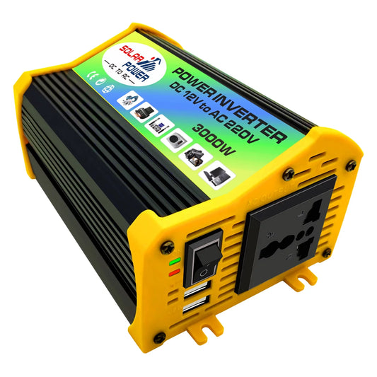 Peaks Power 3000W Modified Sine Inverter High Frequency Power Inverter DC to AC Converter Car Power Inverter with 2.1A Dual USB Port Battery Clips