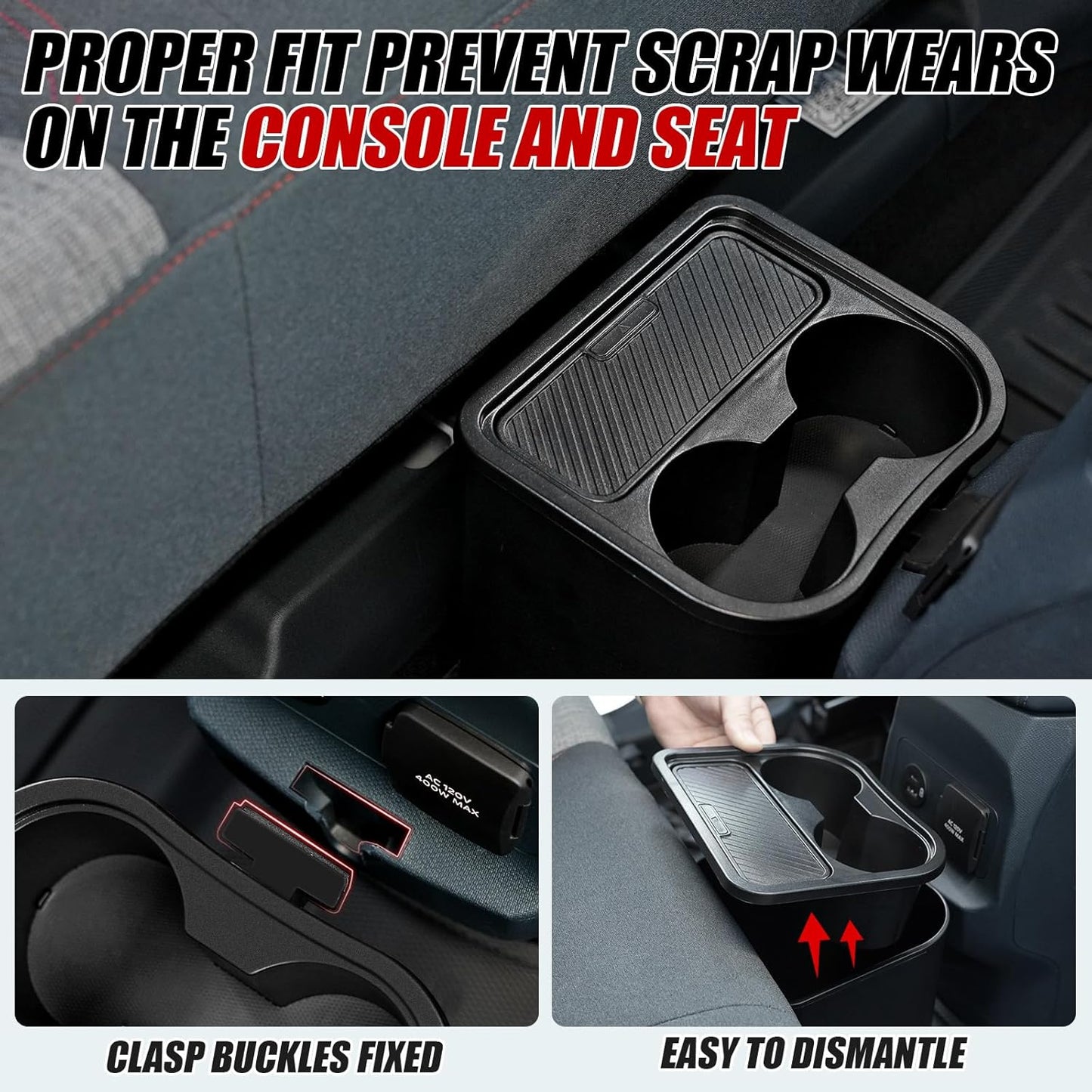 Mabett Trash Can for Ford Maverick 2022 2023, Multi-Function Maverick Accessories, Trash Bin with Cup Holder, Extra Rear Storage Box