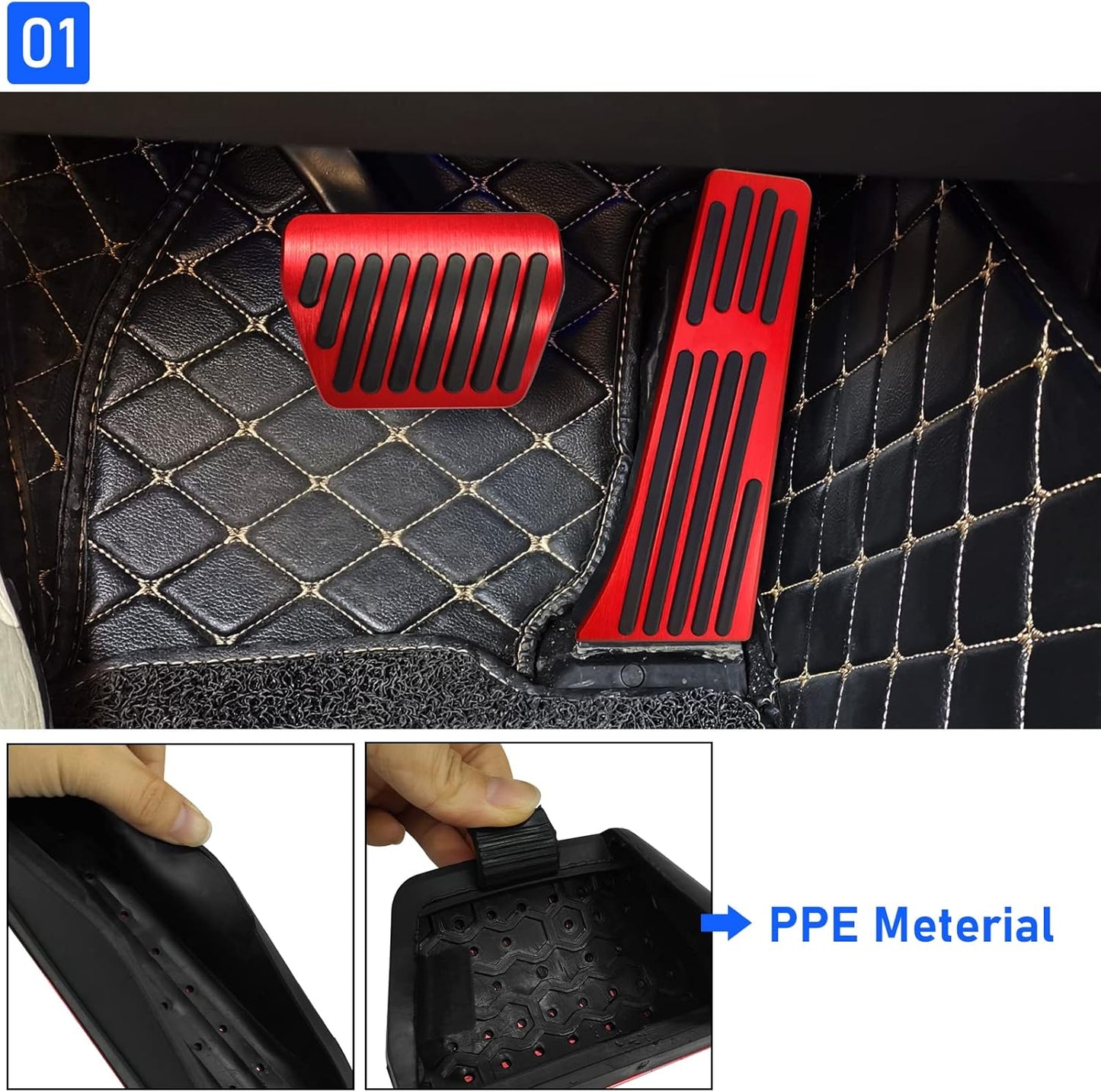 Jaronx Compatible with BMW Pedal Covers, No Drill Pedal Pads Anti-Slip Pedals Compatible with BMW 3' E90 E91 E92 E93/5' F10 F11/6' F12 F13/7' F01 F02/X3 F25/X4 F26/X5 E70/X6 E71/Z4 E89 (B Model-Red)