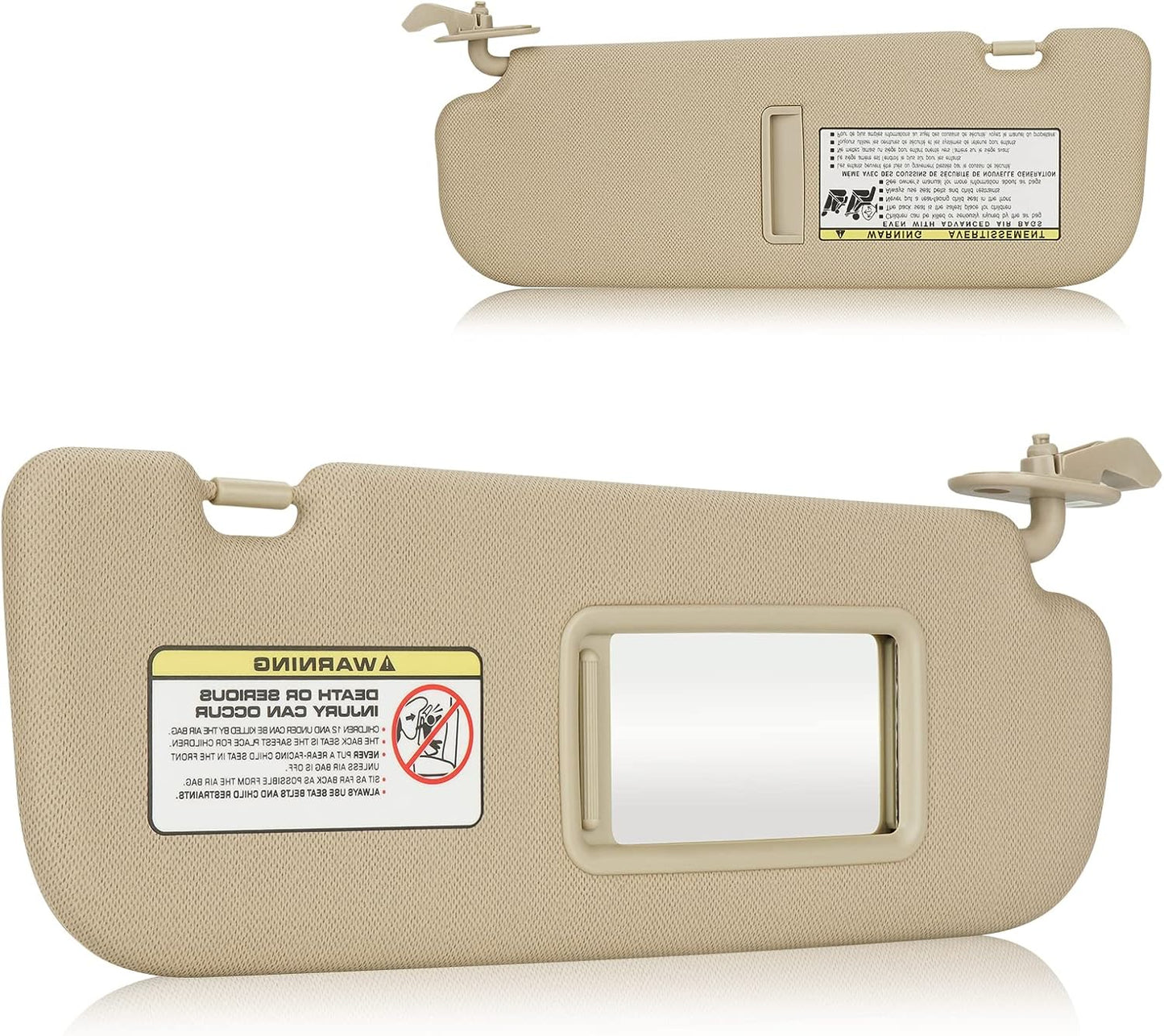 2Pcs Driver & Passenger Side Sun Visor Without Light Fit for Hyundai Elantra 2011 2012 2013 2014 2015, Replace for 852103X000TX, 852203X000TX Gray