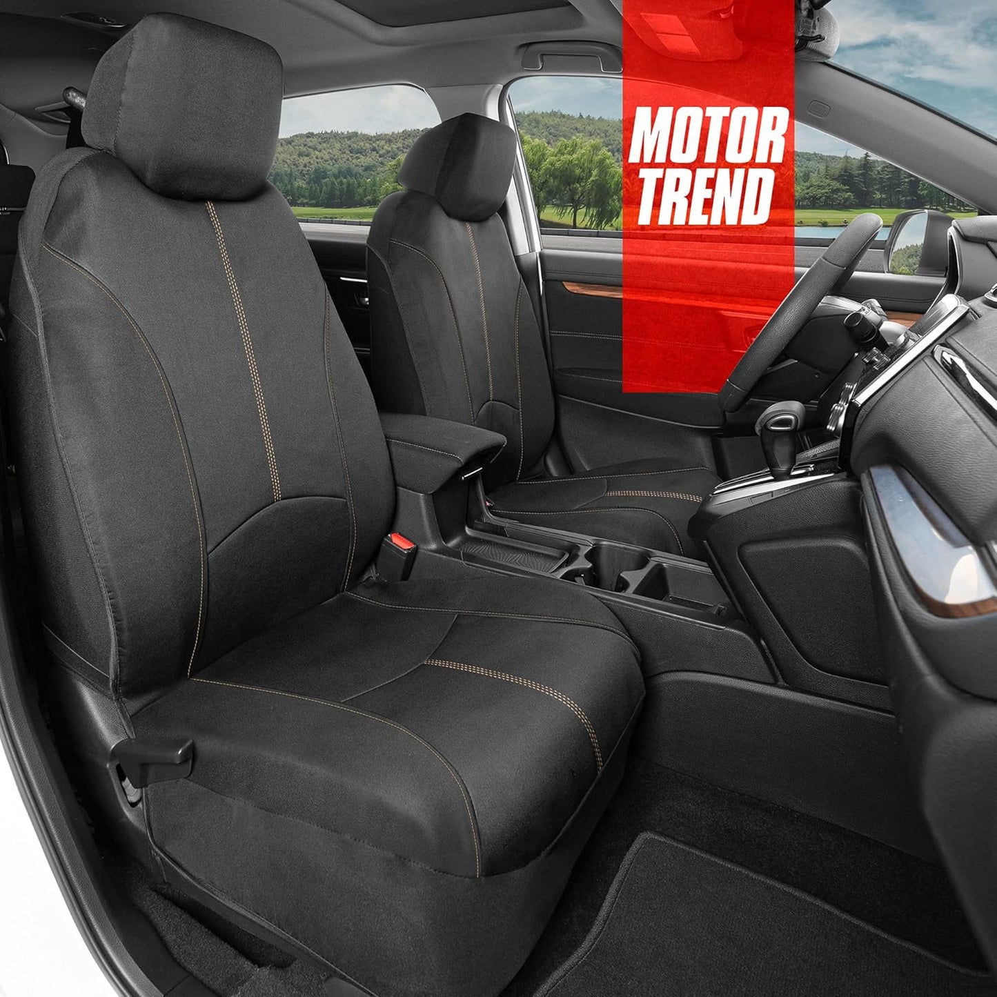 Motor Trend DC210-A2 Beige EasyFit Simple Install Protective Front Rear Bench Seat Covers for Auto Car 5 Pack