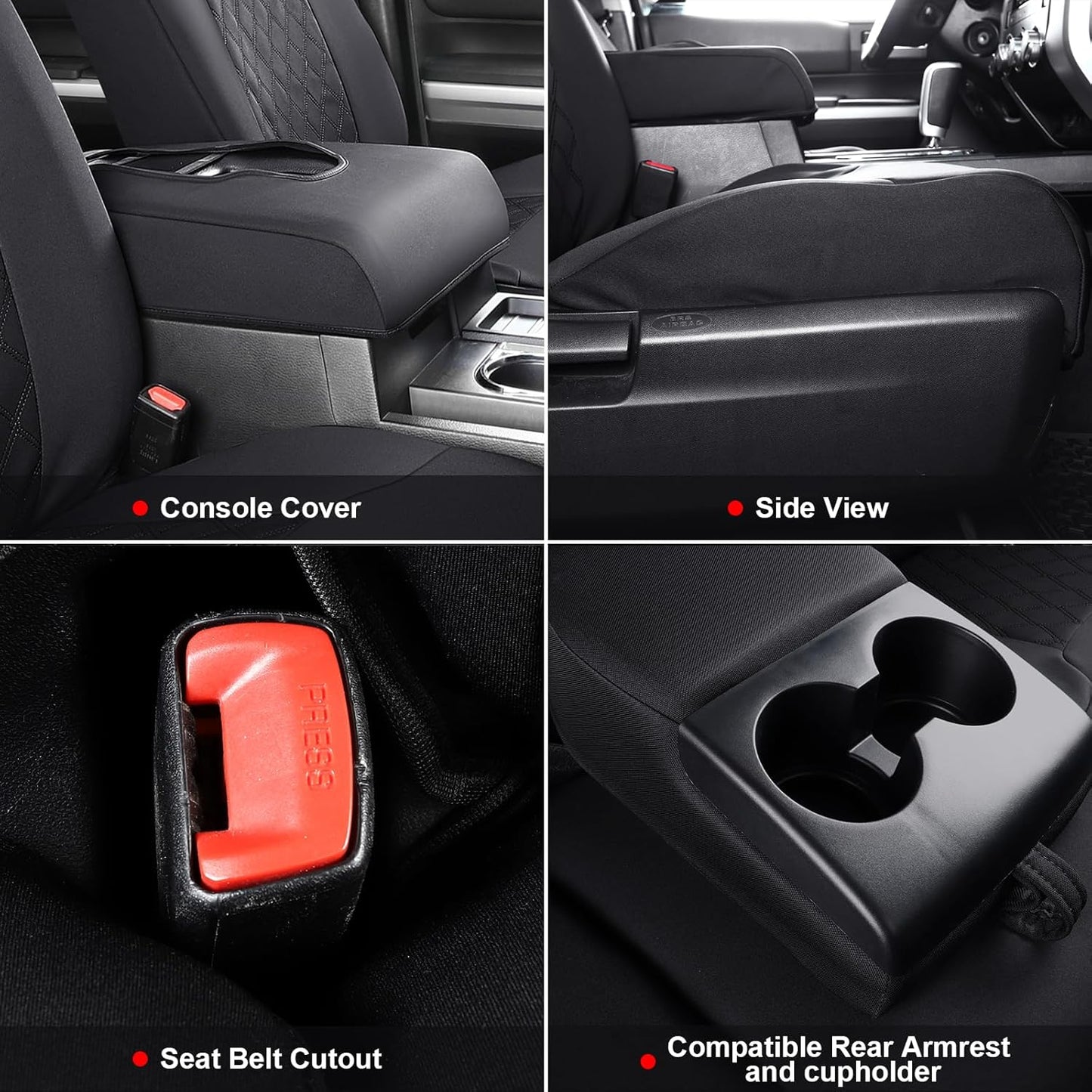 Coverado Tundra Car Seat Covers Front Pair, Waterproof Neoprene Seat Cover 2PCS for Truck, Pickup Custom Seat Cushion Protector Fit for 2014-2021 Toyota Tundra Crewmax/Double/Crew/Extended Cab, Black
