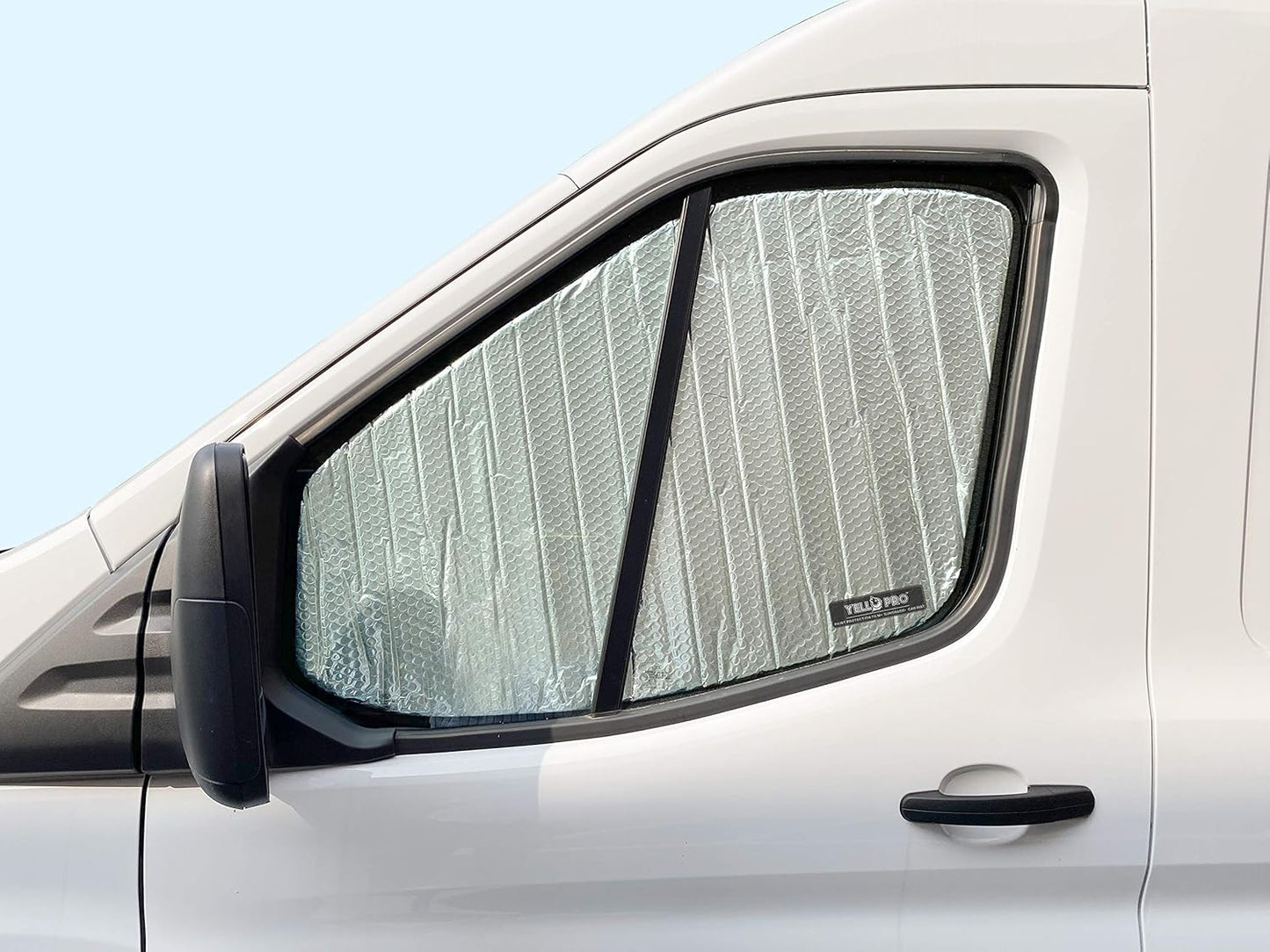 YelloPro Auto Side Window Front Seat Reflective Sunshade Custom Fit for 2015 2016 2017 2018 2019 2020 2021 2022 2023 2024 Ford Transit Van (Set of 2)