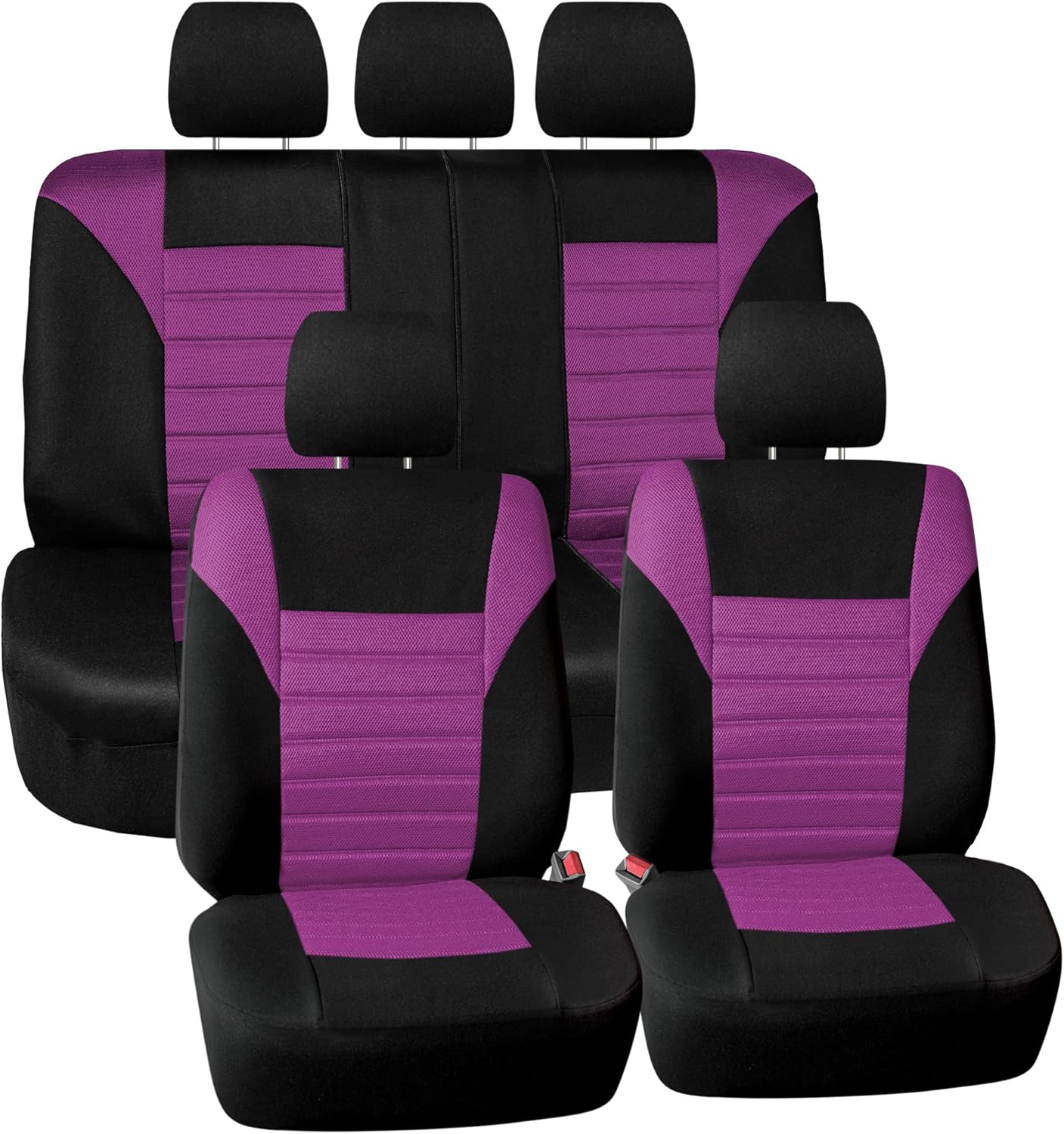 FH Group Car Seat Covers Full Set 3D Air Mesh - Universal Fit, Automotive Seat Covers, Low Back Seat Cover, Airbag Compatible,Split Bench Rear Seat,Washable Car Seat Cover for SUV, Sedan Pink