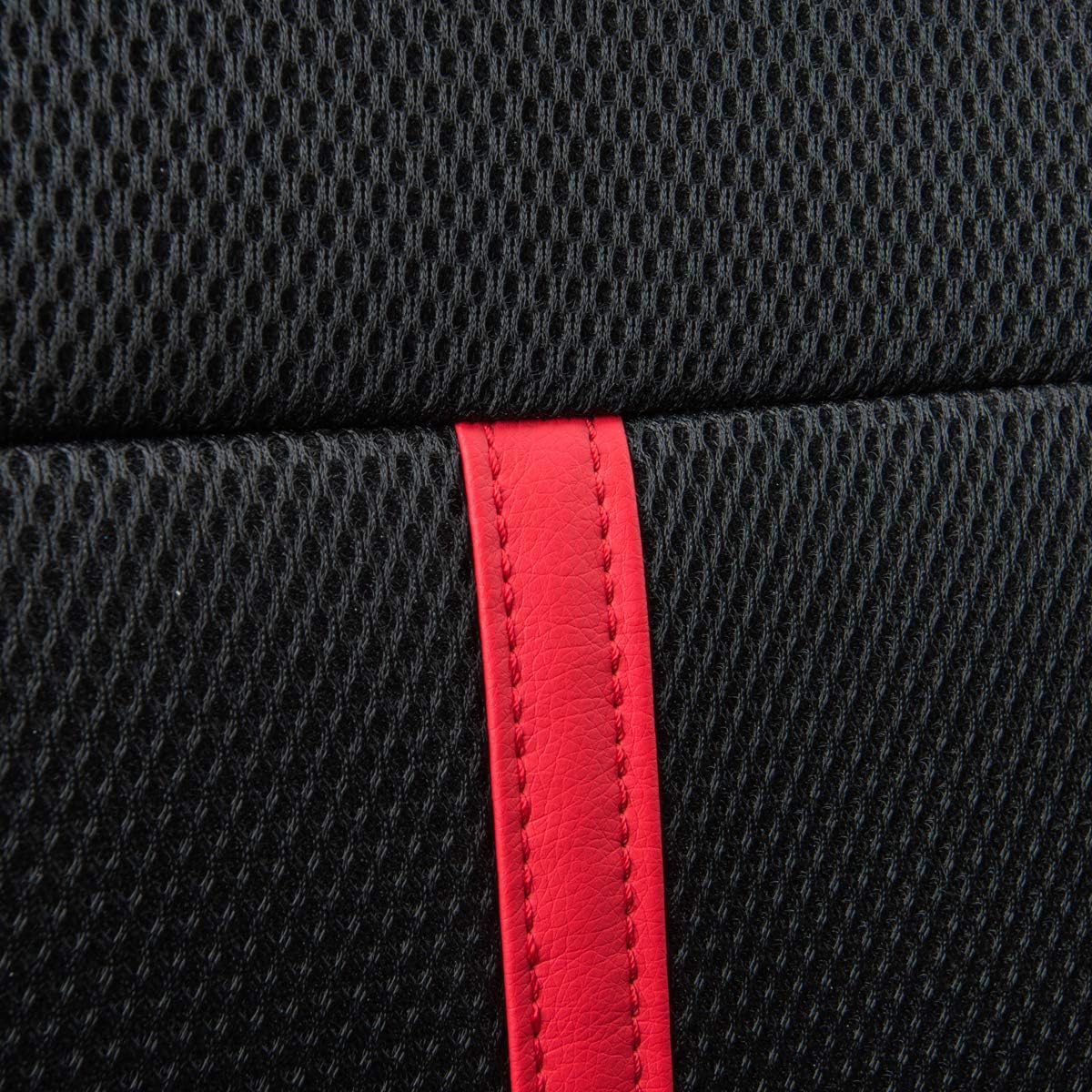 CAR PASS Sporty Carbon Leather Universal Car Seat Cover with Zipper Design, Fit for Suvs, Vans, Sedans, Trucks, Airbag Compatible (Carbon Leather Full Set, Black-Red)