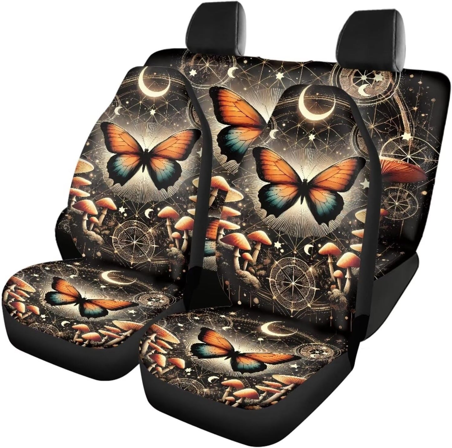 AFPANQZ Oriental Dragon Print Car Seat Covers Full Set for Back Seat Front Seats Universal Fit Most Cars SUVs Trucks Vans Comfortable Auto Seat Protection Full Set for Women Men Black Red