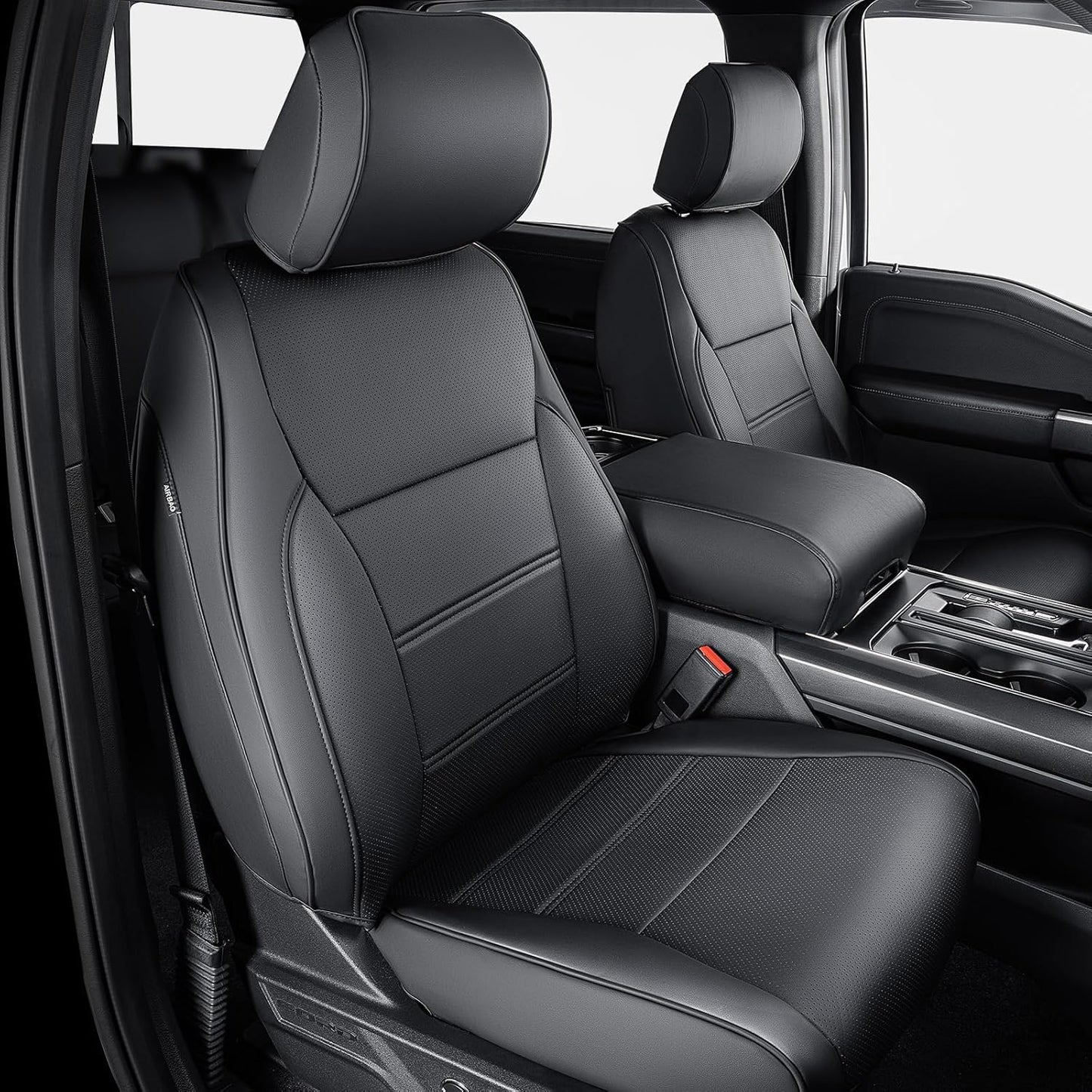 DrCarNow for Ford F150 Front Seat Covers 2015-2022 2023 2024 2025,Only Fit for F150 1st Row Bucket Seat(XL,XLT),Black Waterproof Leather Seat Cover Accessories(Only Front Seat