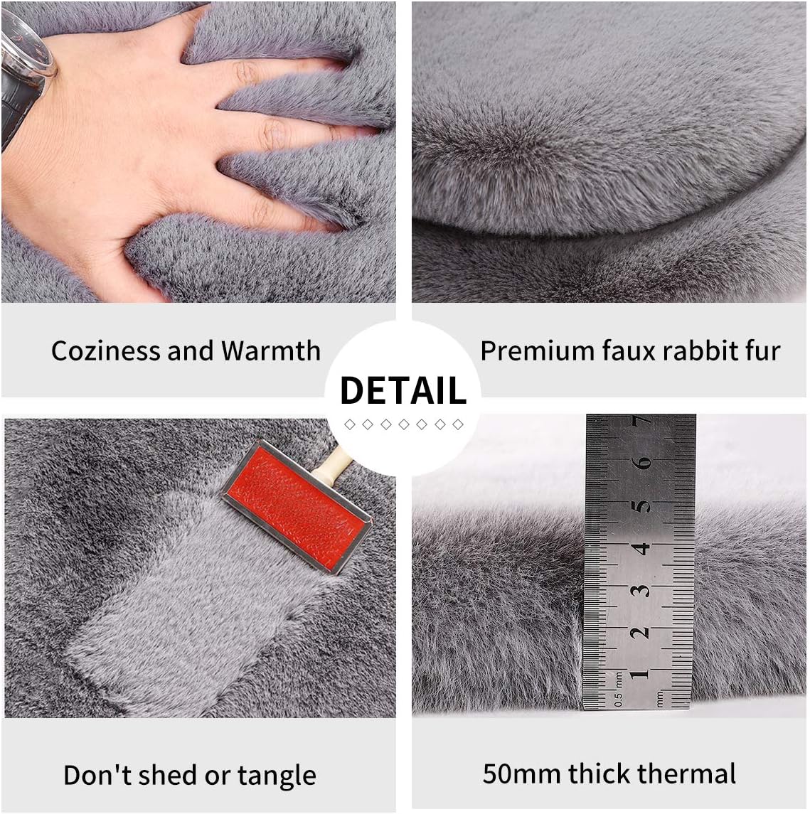TOYOUN Universal Fuzzy Fur Car Seat Covers for Winter, Soft Warm Faux Rabbit Fur Sideless Front Bucket Seat Covers Fluffy Furry Car Seat Covers Cushion Accessories for Women,1PC, Blue