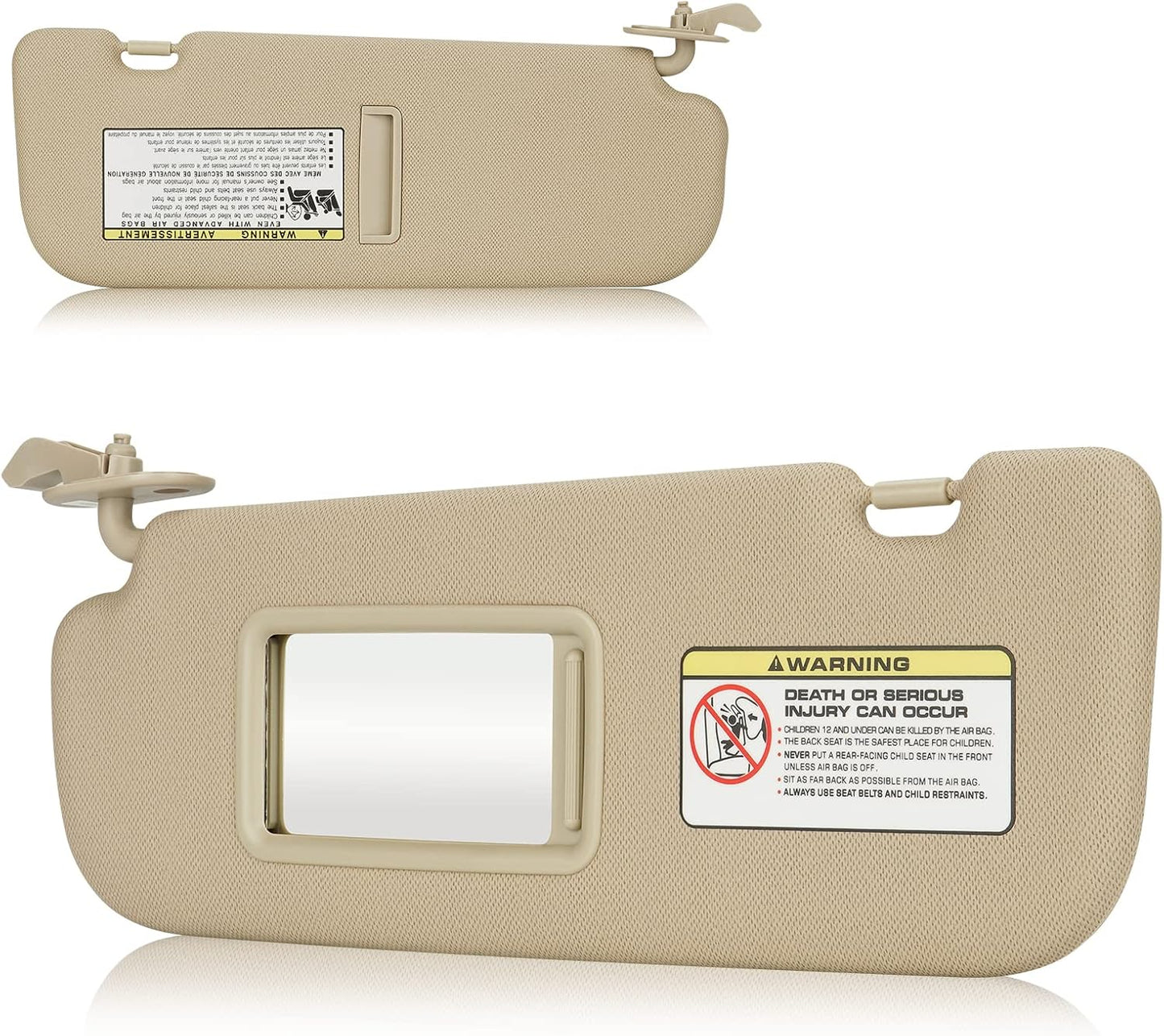 2Pcs Driver & Passenger Side Sun Visor Without Light Fit for Hyundai Elantra 2011 2012 2013 2014 2015, Replace for 852103X000TX, 852203X000TX Gray