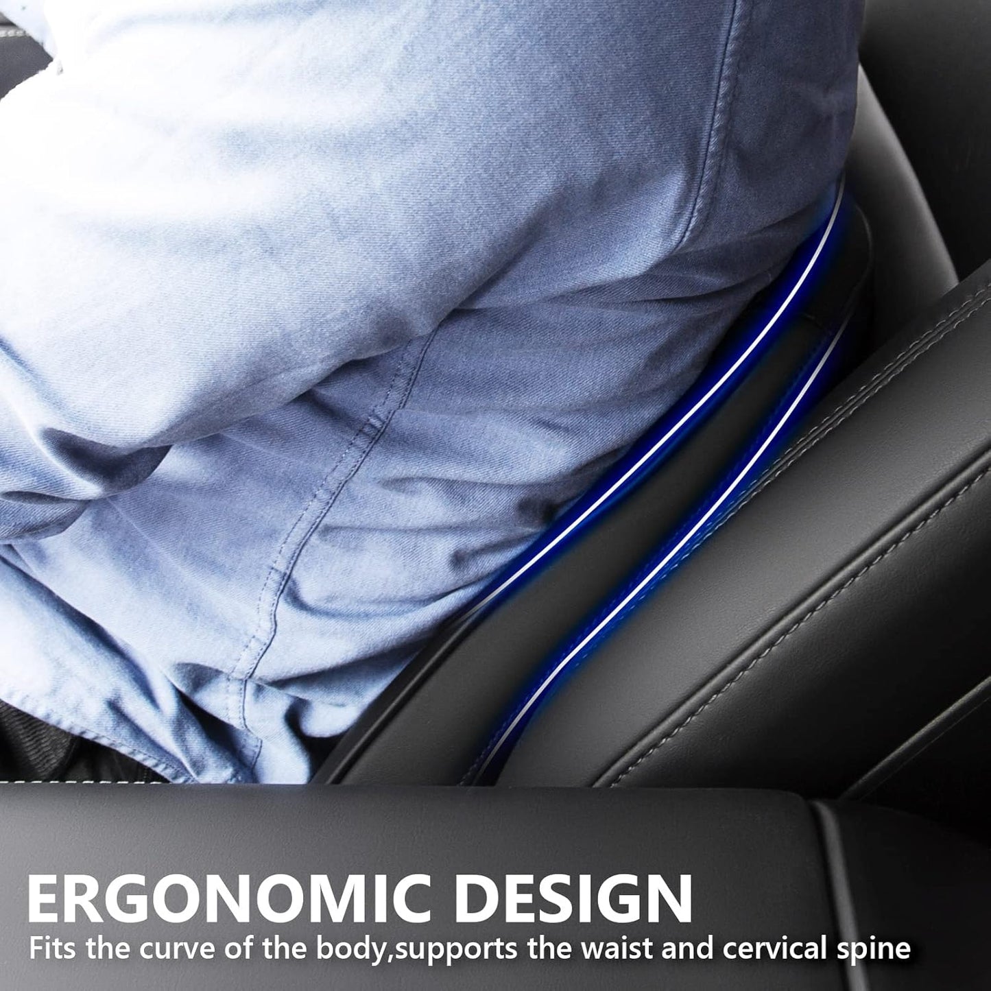 powoq Fit Tesla Car Back Pillow Lumbar Support Pillow Back Support for Car Accessories, 2 PCS(Cushion Back Support, Black)