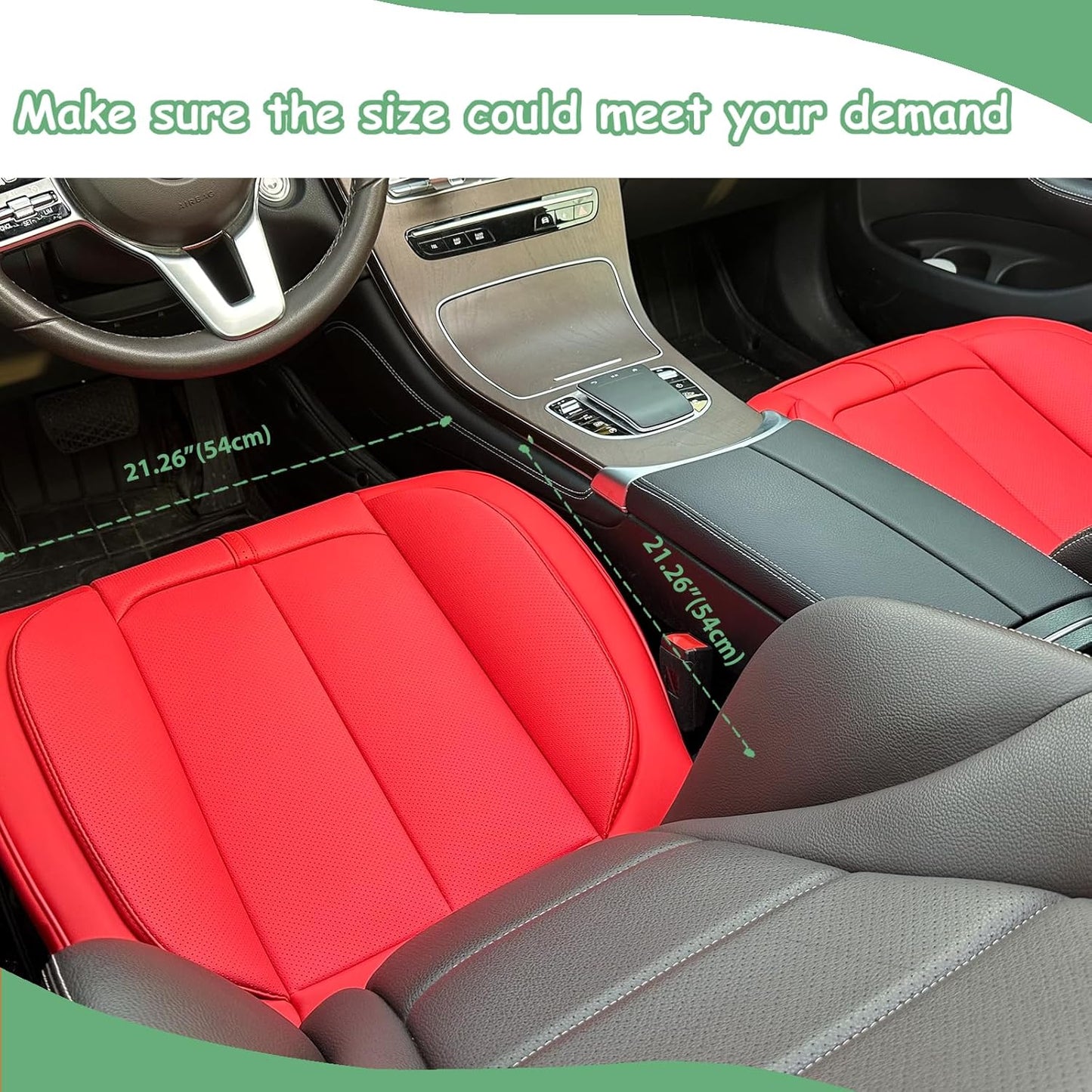 HOMOSTARRY 2 Pack Leather Front Car Seat Cover Bottom Only, Anti-Slip Padded Seat Cushion, Full Wrap Seat Protector with Storage Function Universal Fit for Most Cars, SUV, Pick-up Trucks (Red)
