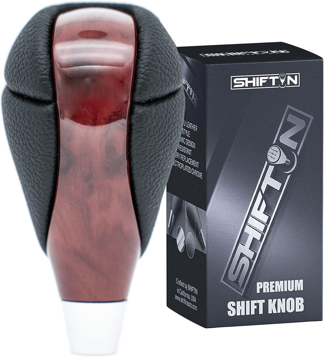 SHIFTIN Carbon Fiber Pattern Gear Shift Knob for Lexus ES300h ES350 GS300 GS350 GS430 GS460 IS250 IS300 LS460 LS600h RX350 RX450h (Punched Black Leather/Carbon Fiber Pattern)