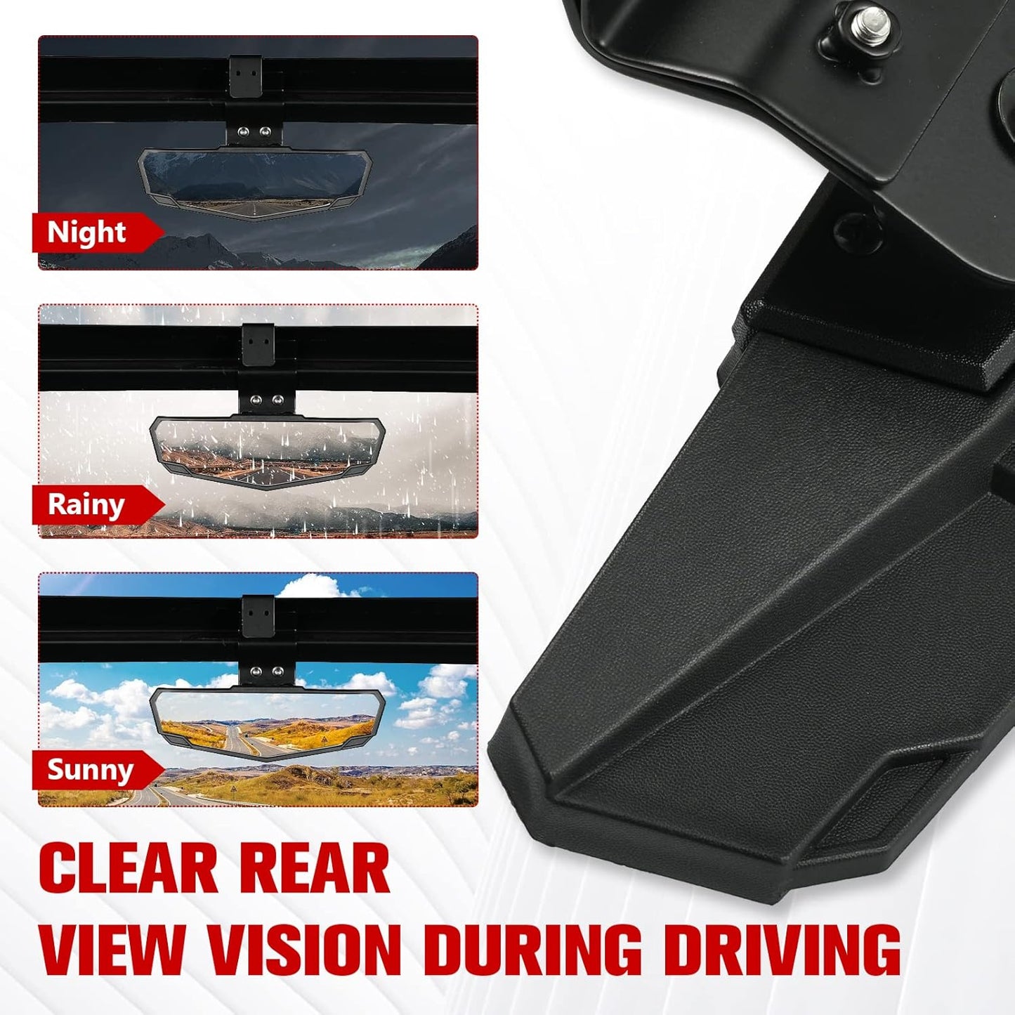 A & UTV PRO Rear View Mirror Compatible with Can Am Defender, Defender Max, UTV Adjustable Center Convex Rearview Side Mirror Accessories, Fit Your Flip,Full Windshield