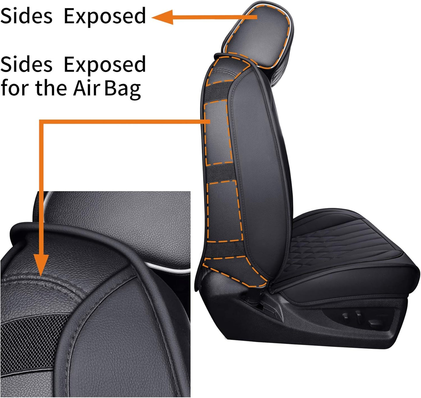 Tomatoman Seat Covers Compatible with Silverado Sierra 2007-2023 2024 2025 1500 2500 3500 HD Truck Trail Boss Z71 Crew Double Cab Front Car Cushions(2 PCS Front/Black)