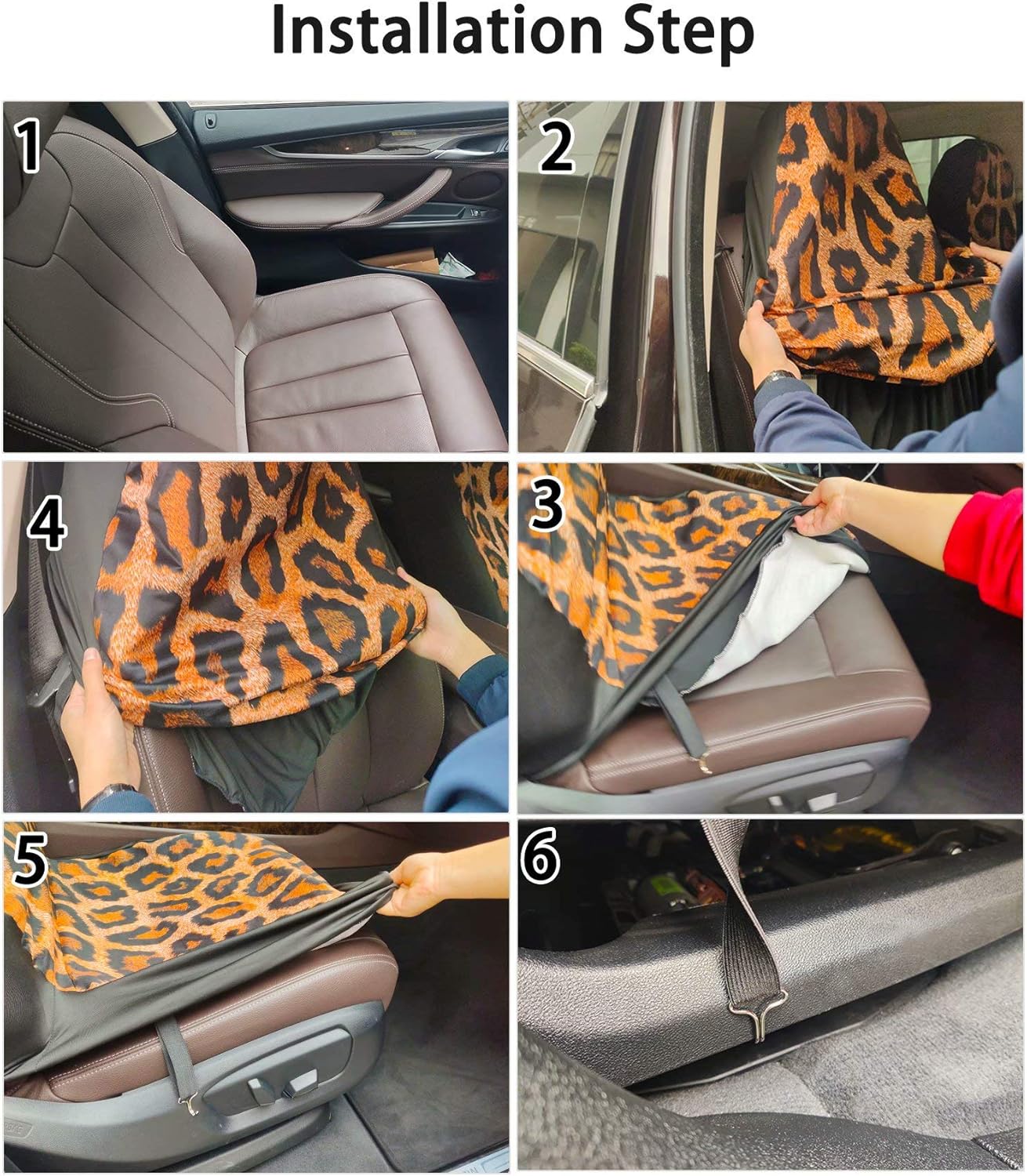 Pensura Black Dachshund Carseat Seat Protector Cover Non-Slip Saddle Blanket, with 15 inch Steering Wheel Cover, Center Console Armrest Cover Pad, Seat Belt Shoulder Pads, Set of 6