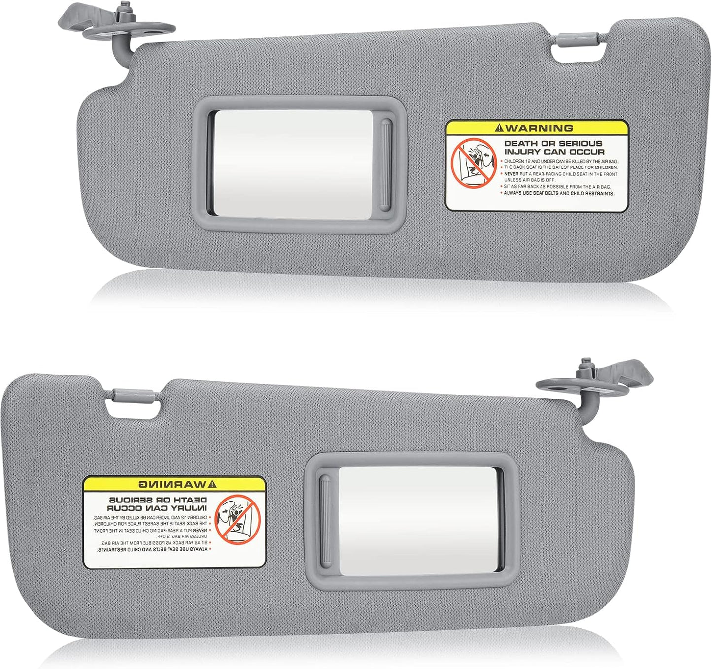 2Pcs Driver & Passenger Side Sun Visor Without Light Fit for Hyundai Elantra 2011 2012 2013 2014 2015, Replace for 852103X000TX, 852203X000TX Gray