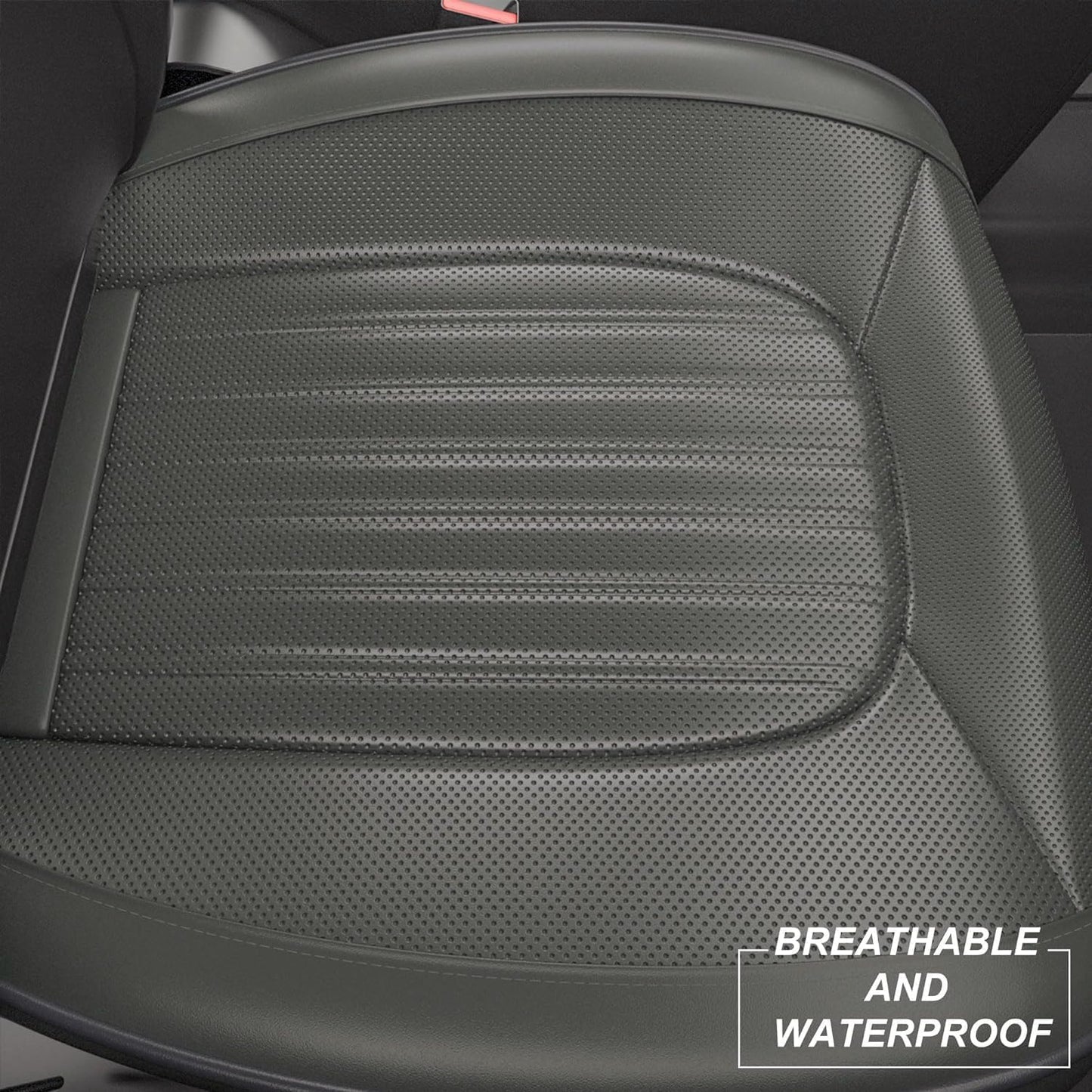 FEELON 2 Pieces ZC Car Seat Covers Front Bottom Seat Cushion Covers, Waterproof Nappa Leather, Anti-Slip and Wrap Around The Bottom, Universal Auto Interior Fit for Sedans SUV Pick-up Truck, Grey