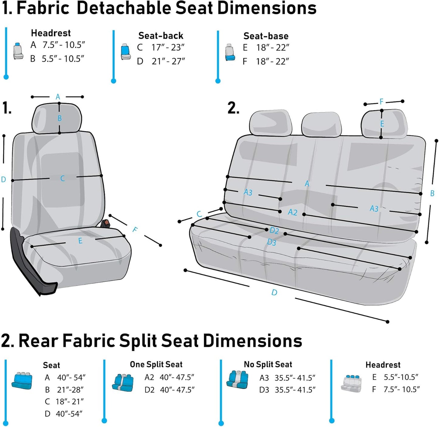 FH Group Car Seat Covers Striking Striped Full Set Gray Automotive Seat Covers, Airbag and Split Rear Car Seat Cover Universal Fit Interior Accessories for Cars Trucks and SUV Car Accessories