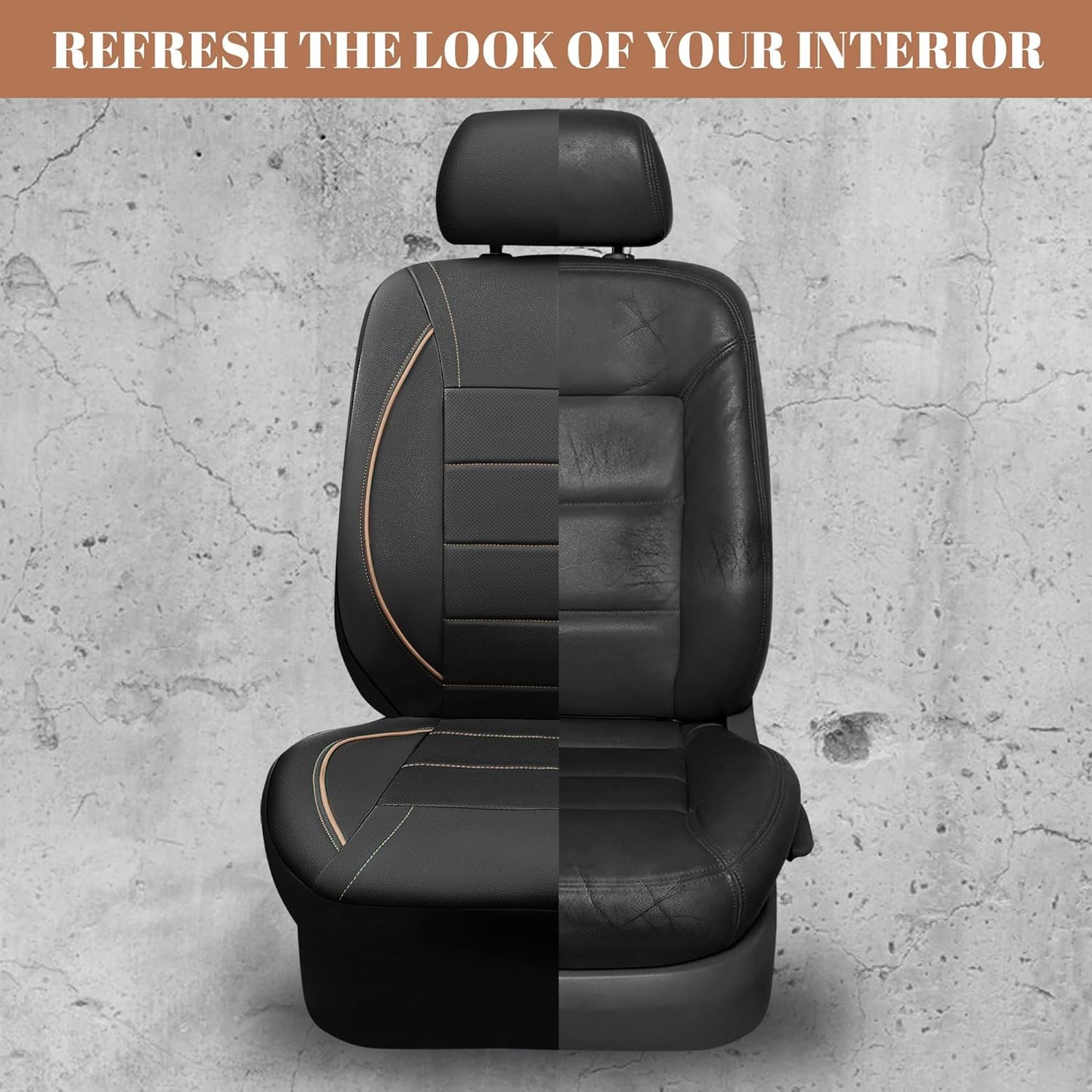 CAR PASS Universal FIT Piping Leather Car Seat Cover, for suvs,Van,Trucks,Airbag Compatible,Inside Zipper Design and Reserved Opening Holes (Full seat Covers, Black and Beige)
