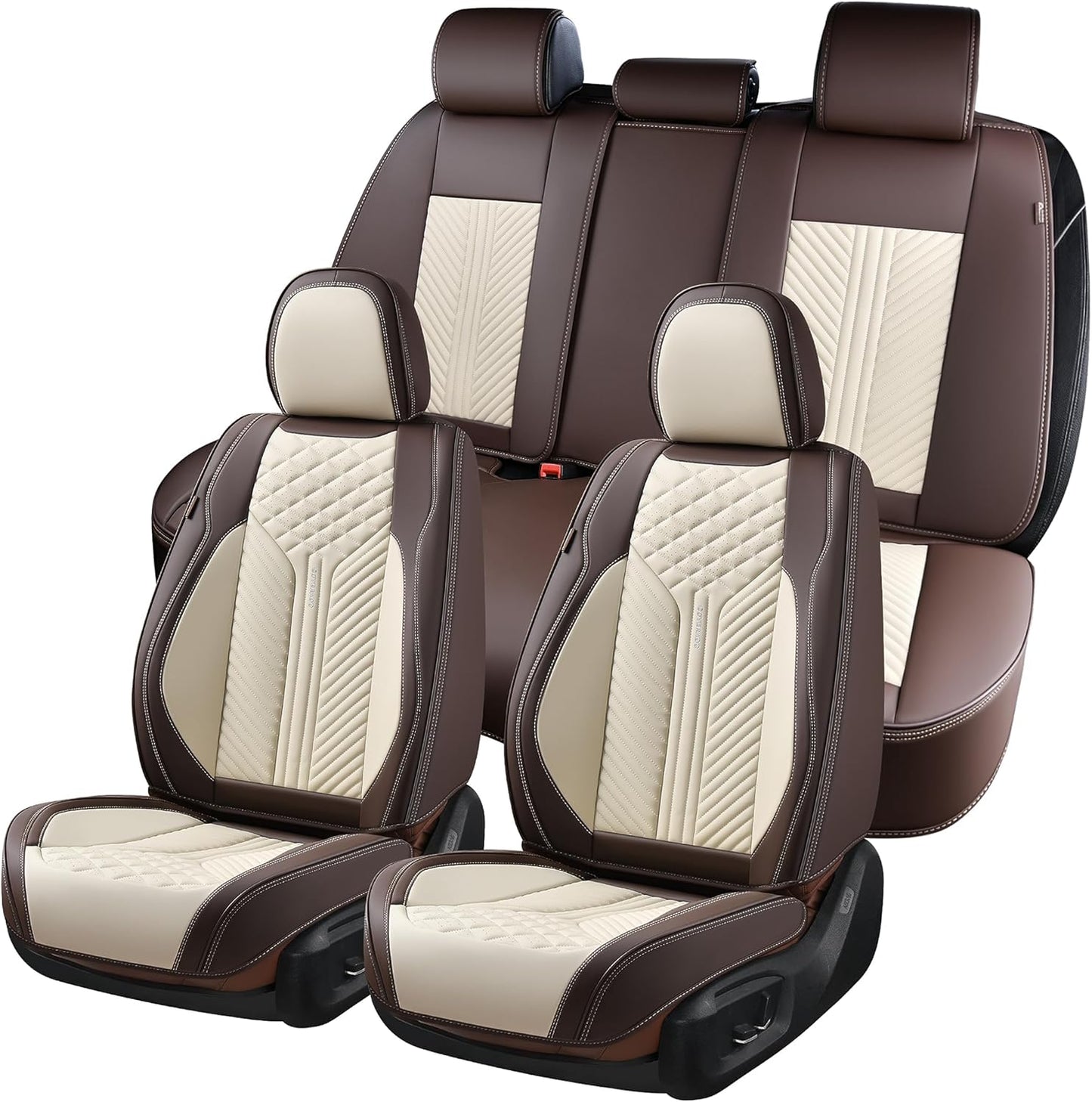 Coverado Car Seat Cover, Front Seat Cover, 2PCS Car Seat Protector, Seat Covers for Cars, Breathable Faux Leather Car Seat Cushion, Car Seat Protector, Red Car Seat Covers Winter Fit for Most Vehicles